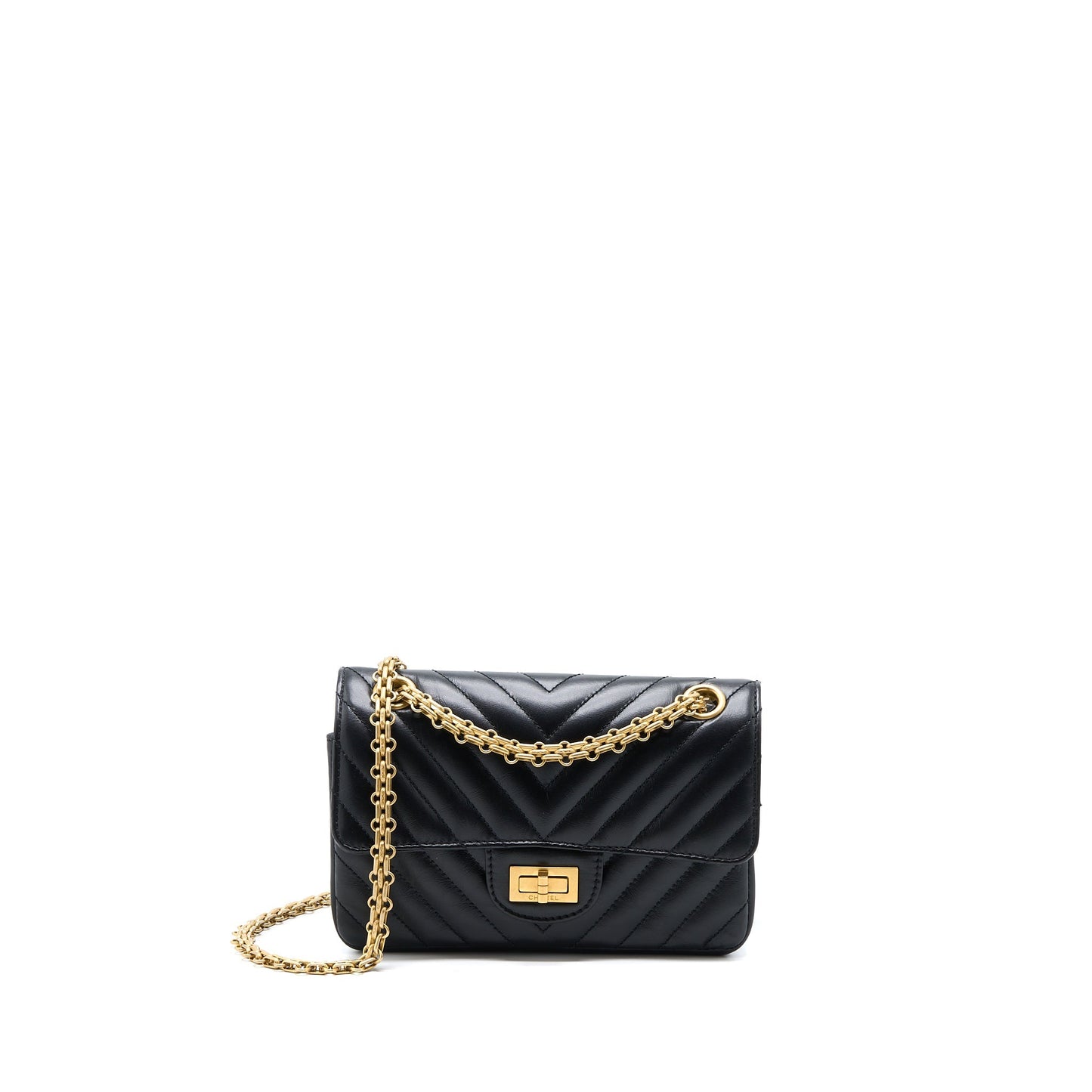 Chanel 2.55 Reissue Chevron Flap Aged Calfskin Black Shoulder Bag