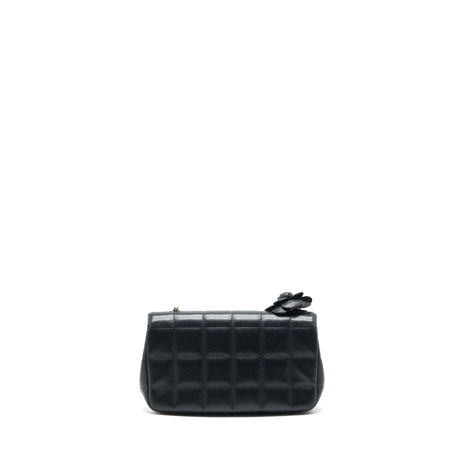 Chanel Camellia Flap Lambskin GHW Black Shoulder Bag
