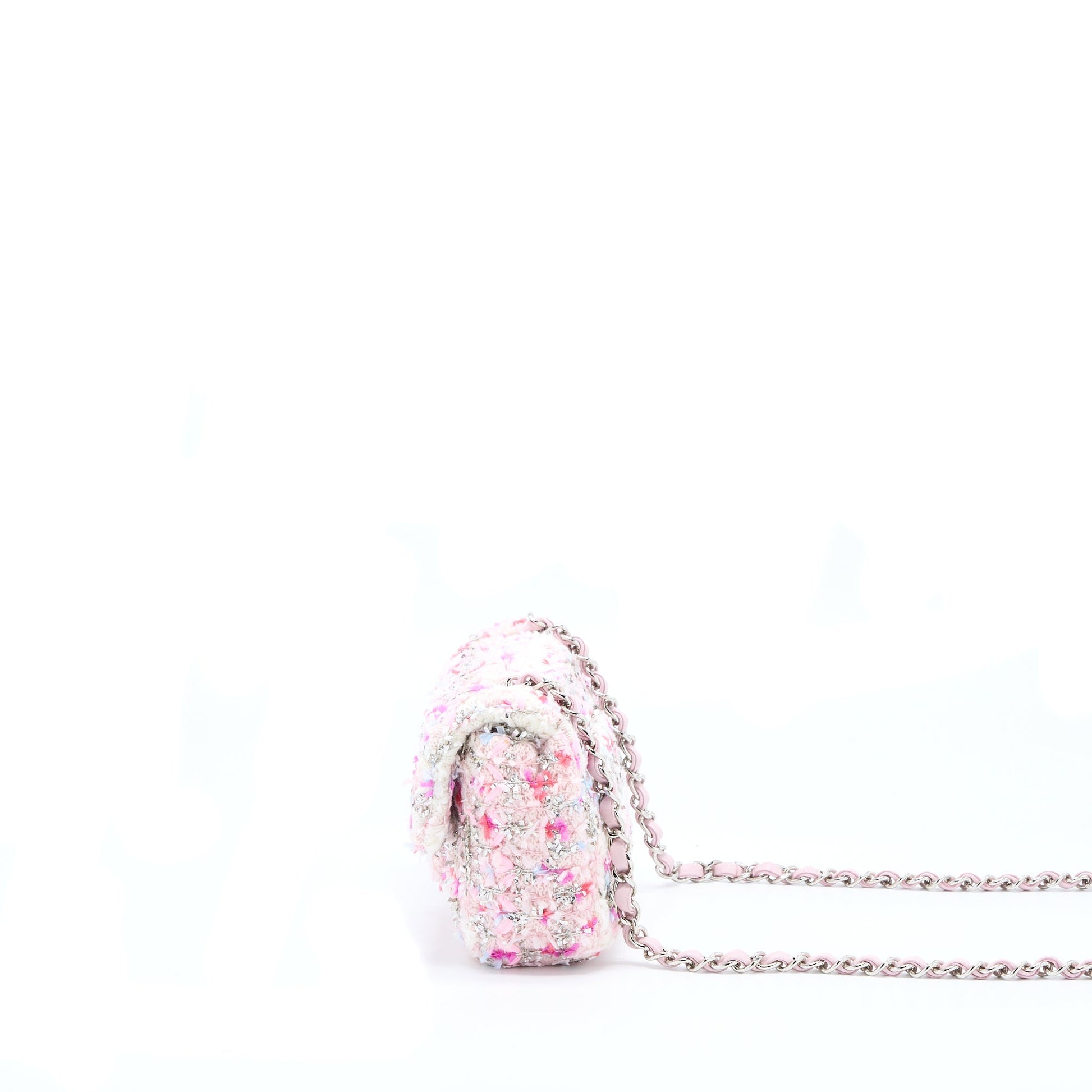 Chanel Seasonal Rectangular Flap Tweed SHW Multicolour Pink Shoulder Bag