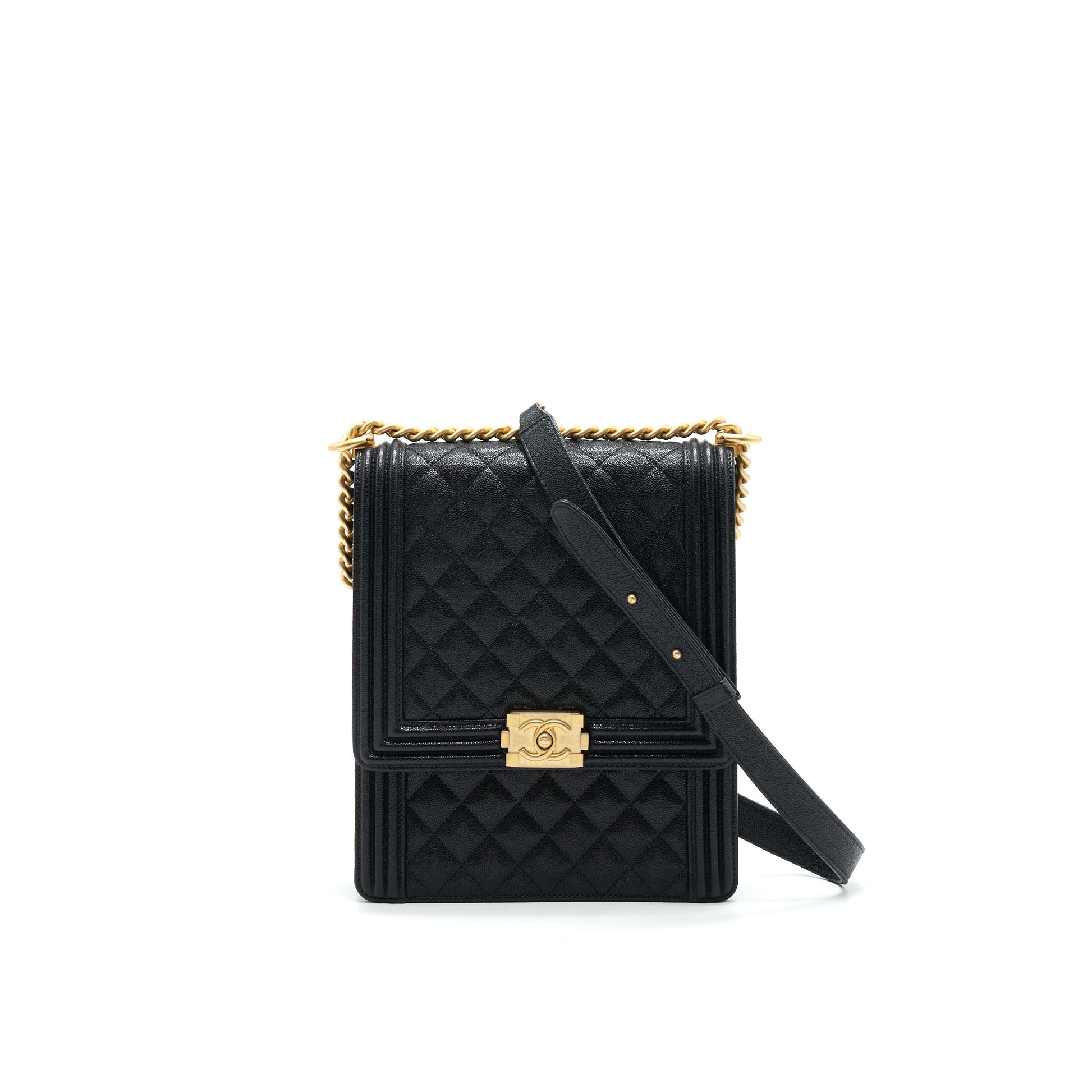 Chanel Vertical Boy Carviar GHW Black Handbag