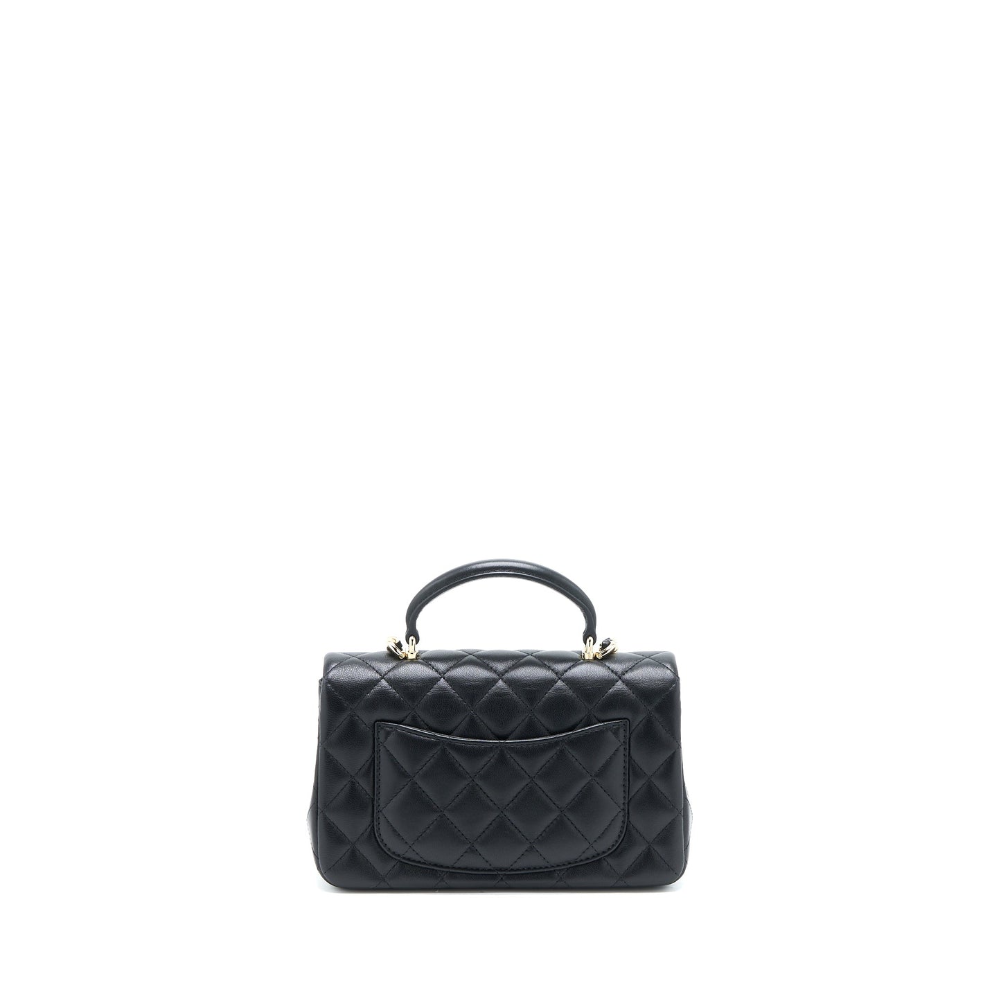 Chanel Top Handle Rectangular Flap Lambskin LGHW Black Shoulder Bag Microchip 5