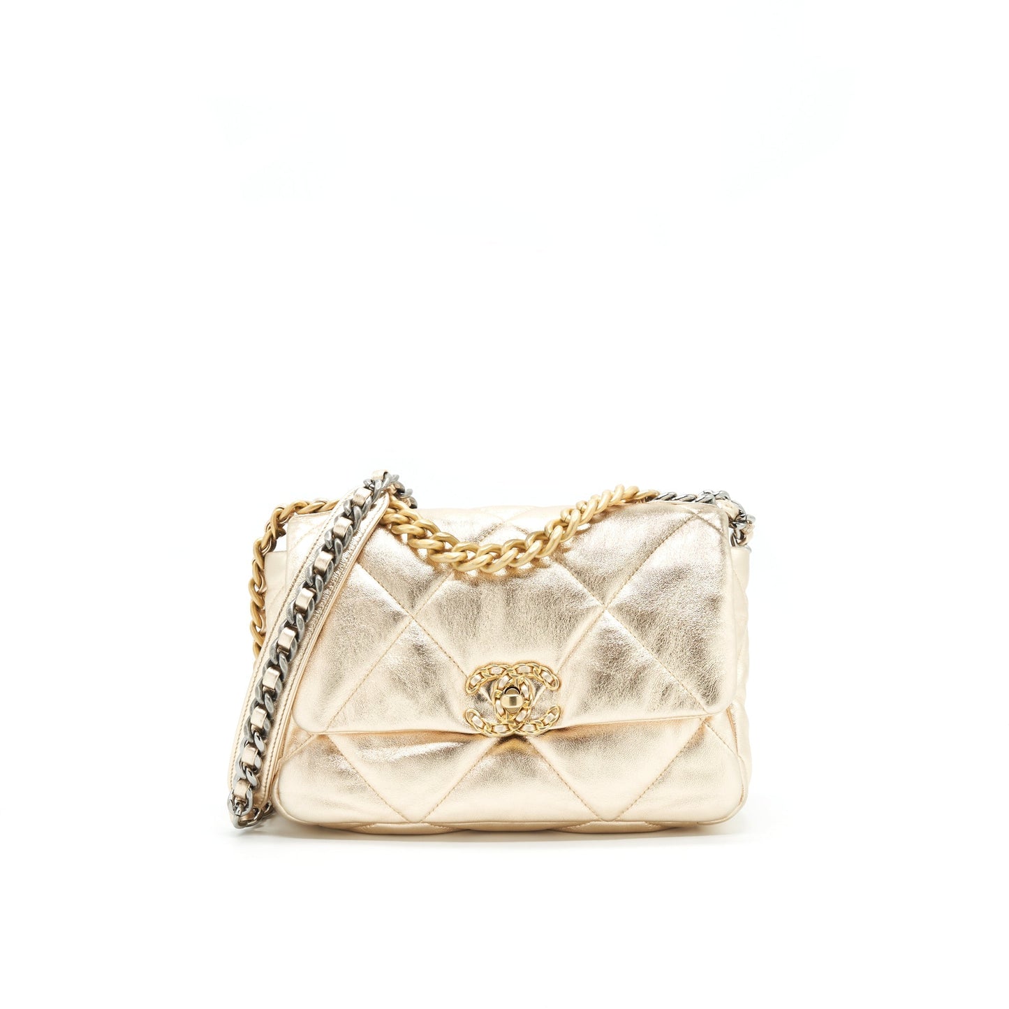 Chanel 19 color hardware Gold Silver Small Handbag