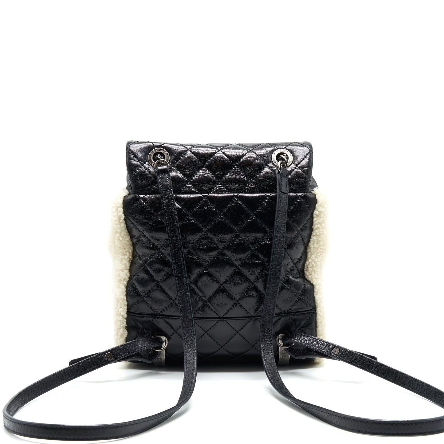 Chanel Mountain Backpack Shearling Quilted Calfskin Ruthenium Small