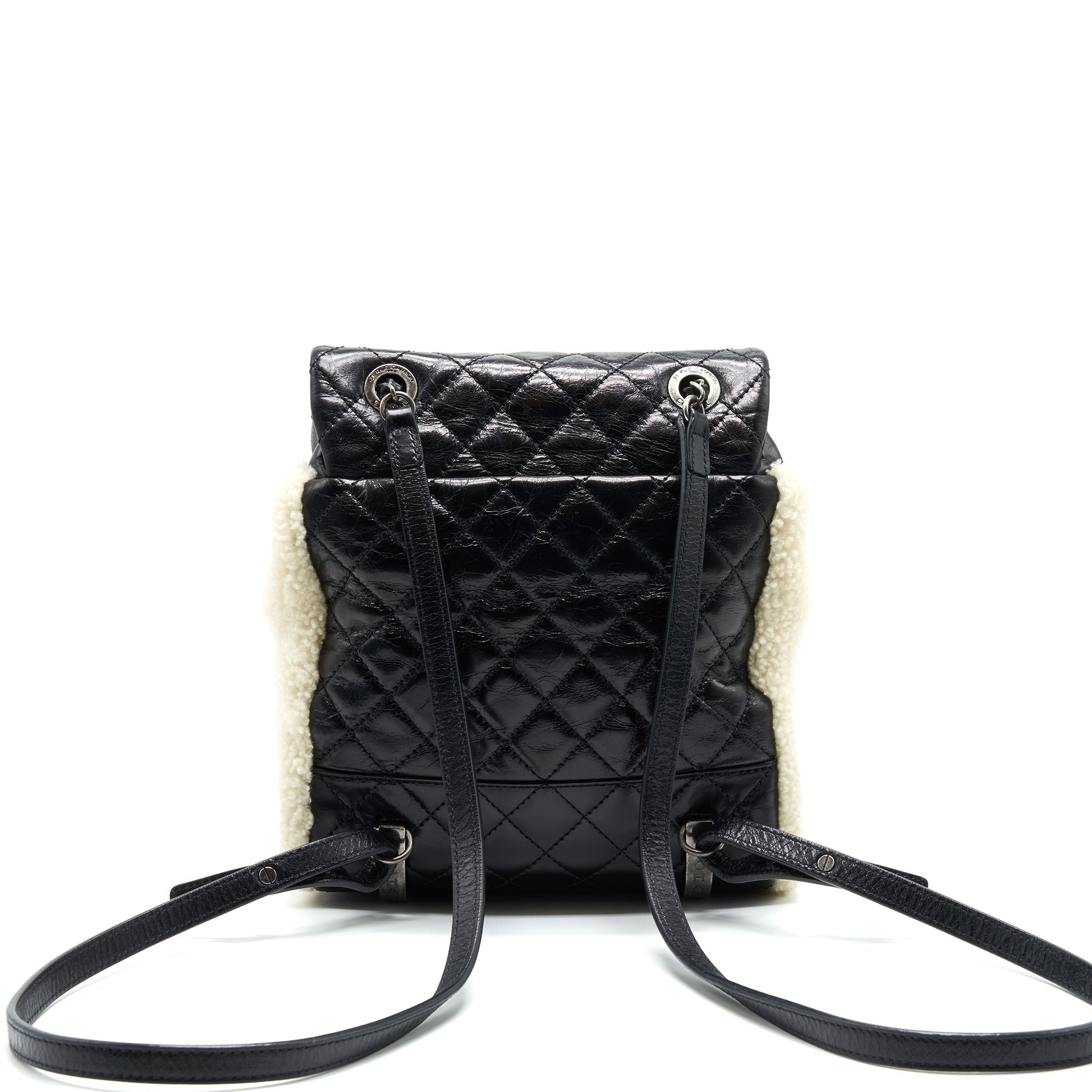 Chanel Mountain Backpack Shearling Quilted Calfskin Ruthenium Small