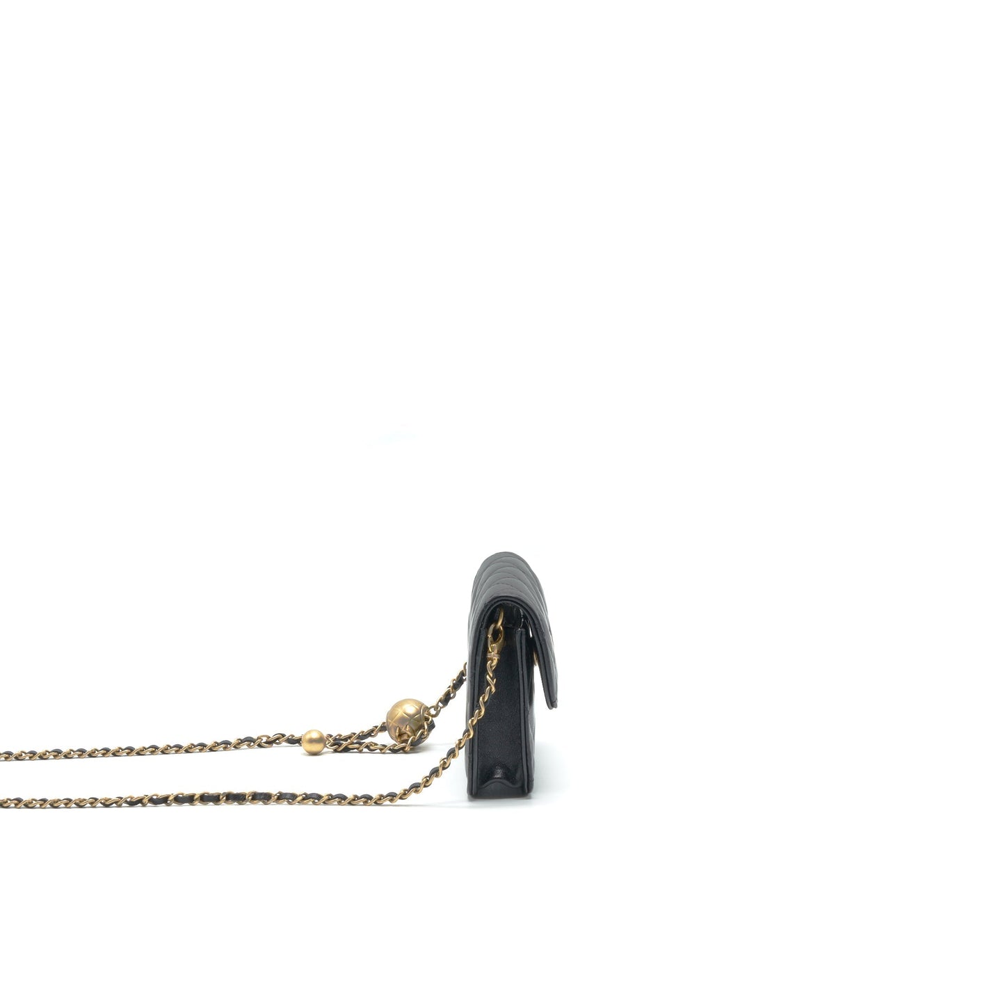 Chanel Pearl crush Belt coins Purse Card Black Wallet Case