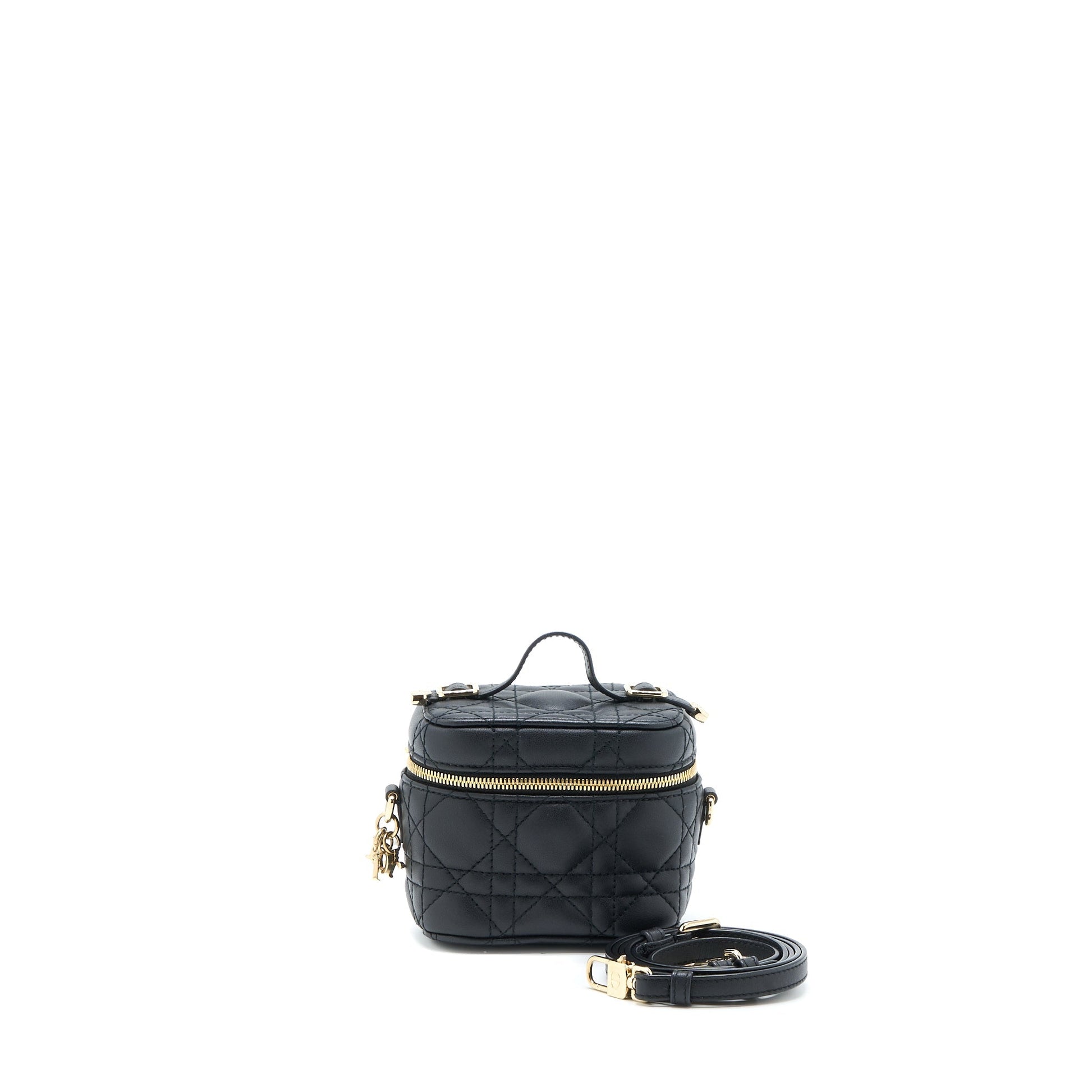 Dior Micro Lady Vanity Case Lambskin Handbag Black Travel Bag