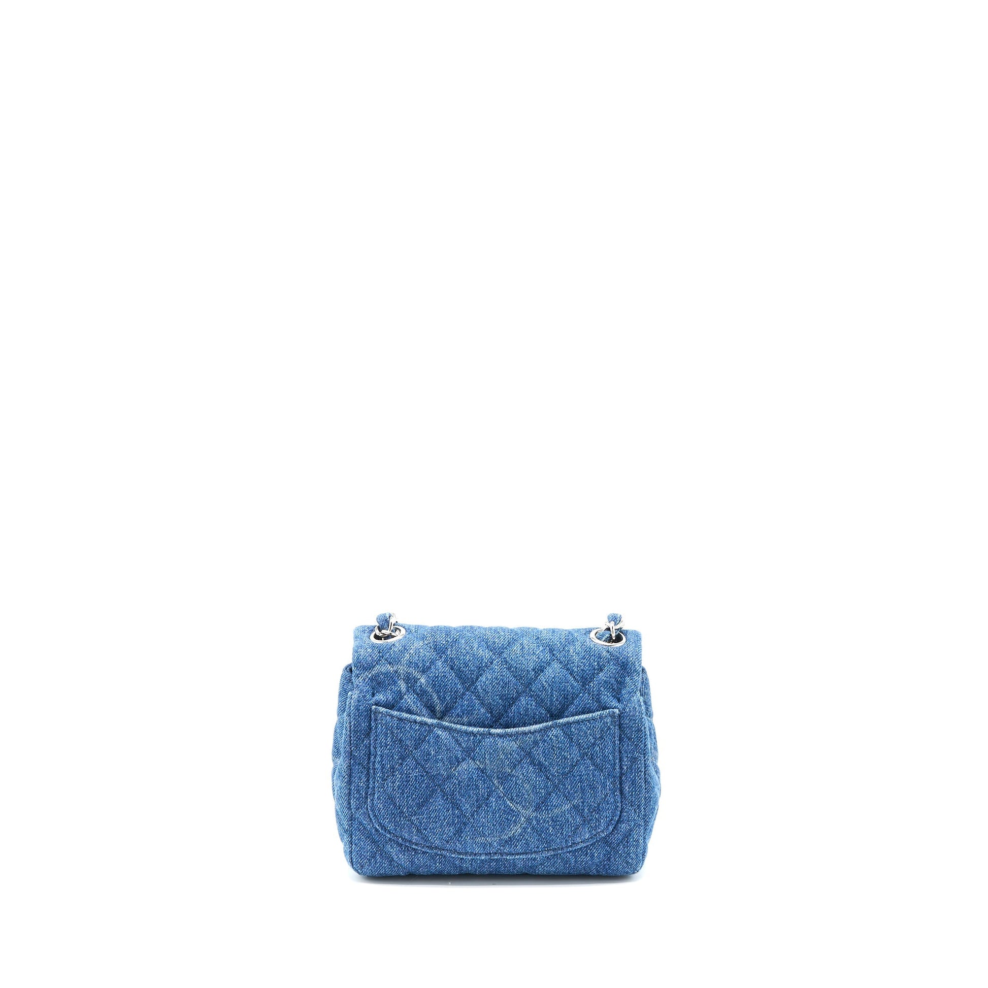 Chanel 20B Square Flap CC Print Denim Blue Shoulder Bag Blue Shw