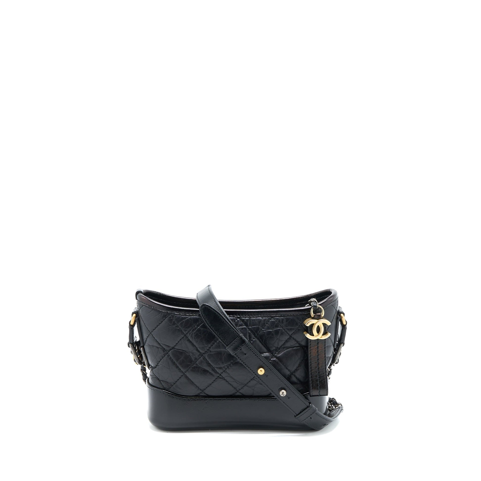 Chanel Gabrielle Hobo Aged Calfskin Hardware Multicolor Black Small Shoulder Bag