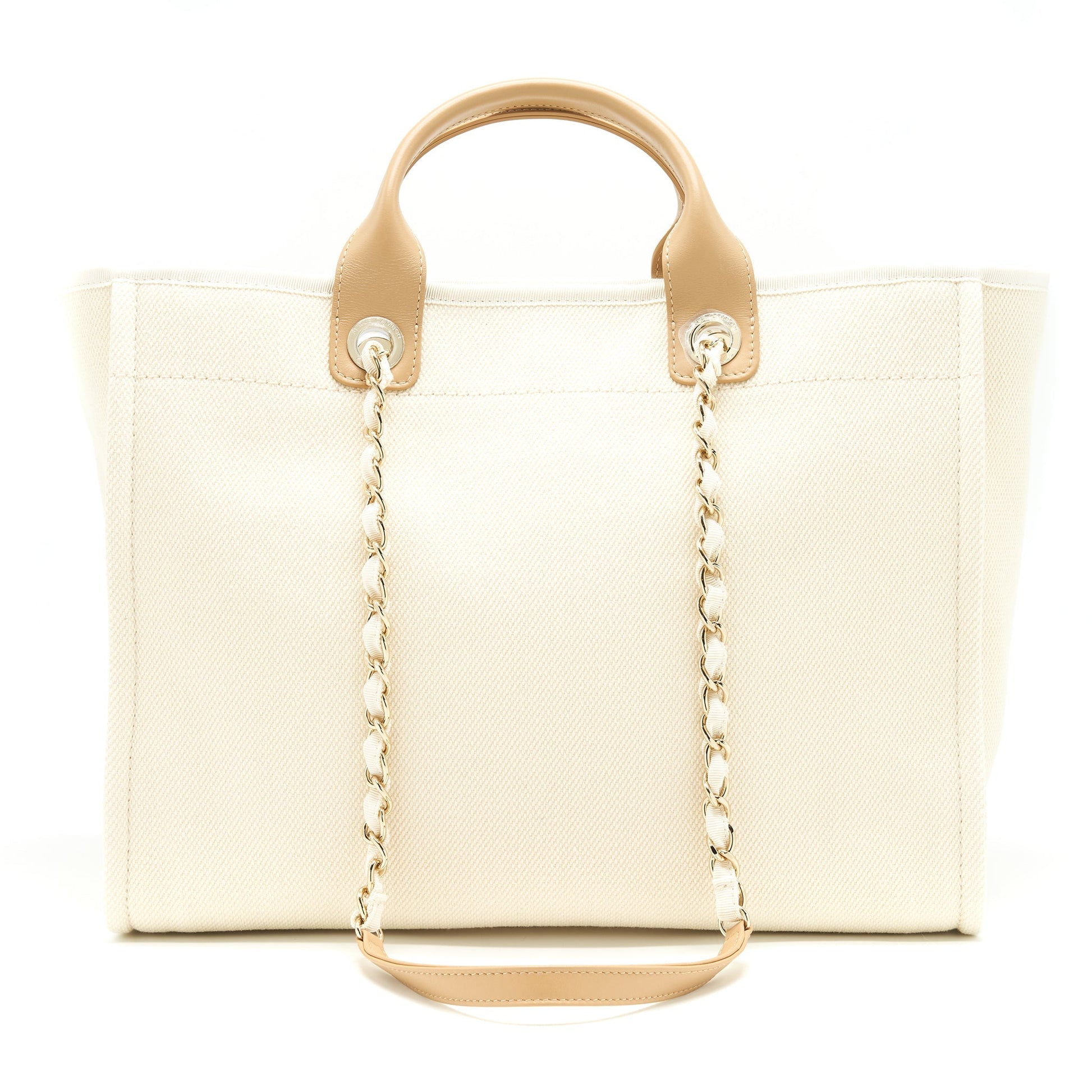 Chanel Deauville Creamy GHW White Beige Tote Bag
