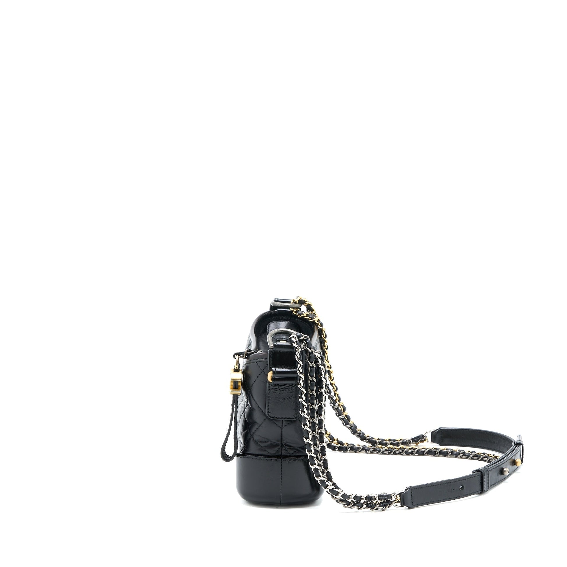 Chanel Gabrielle Hobo Aged Calfskin Hardware Multicolor Black Small Shoulder Bag