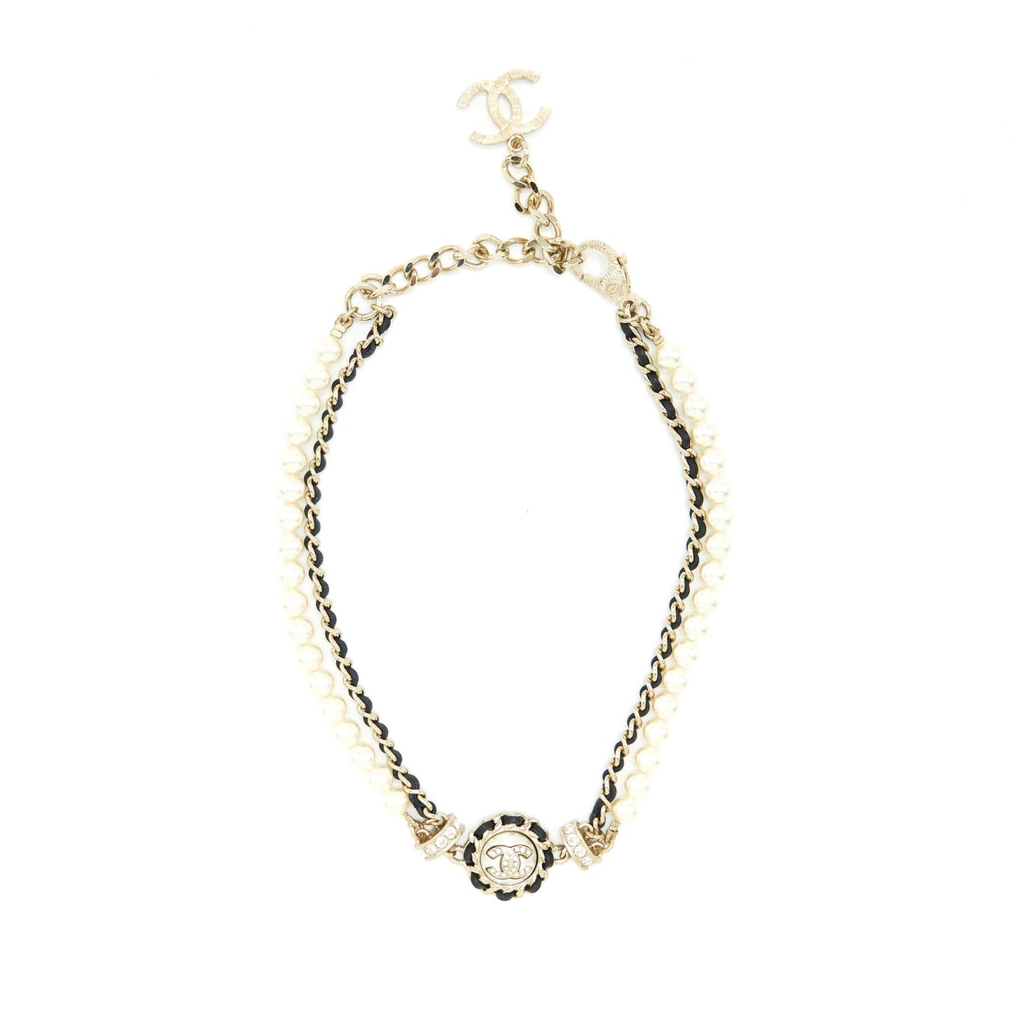 Chanel 21S Pearl Crystal Choker LGHW Leather Handbag