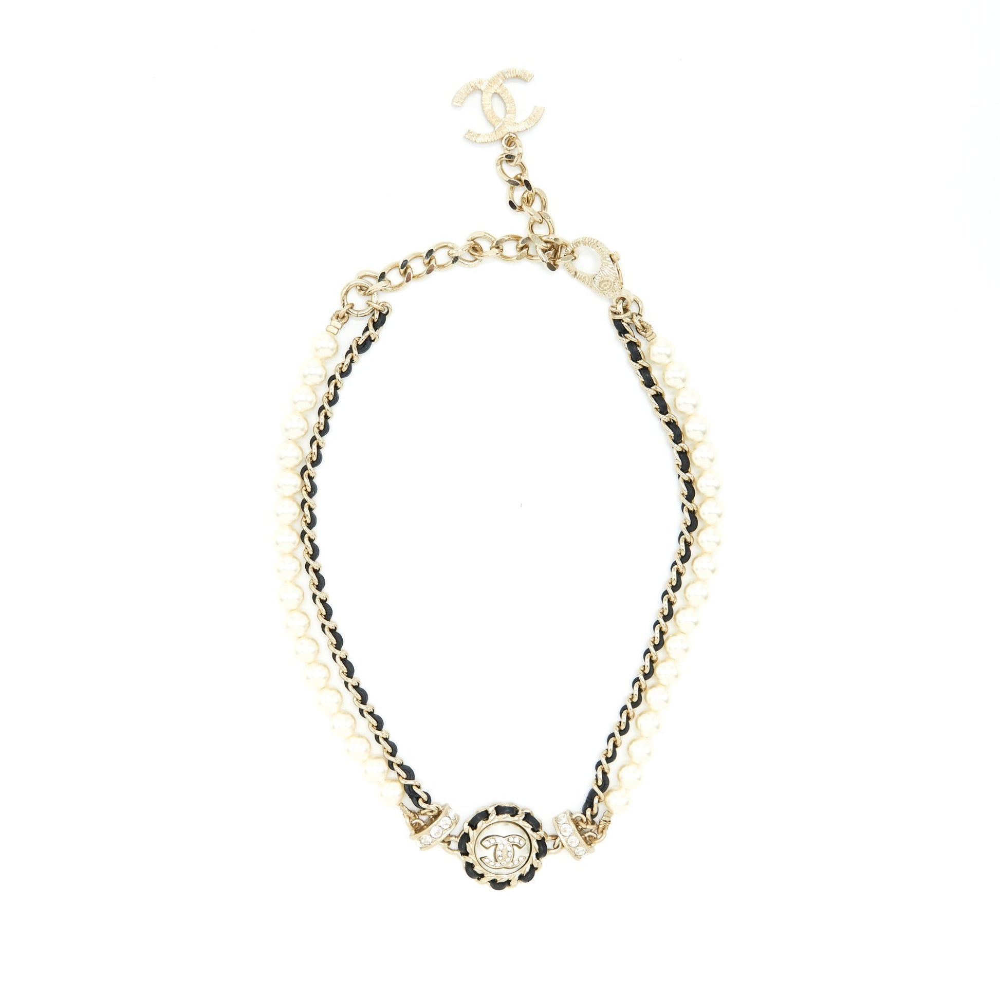 Chanel 21S Pearl Crystal Choker LGHW Leather Handbag
