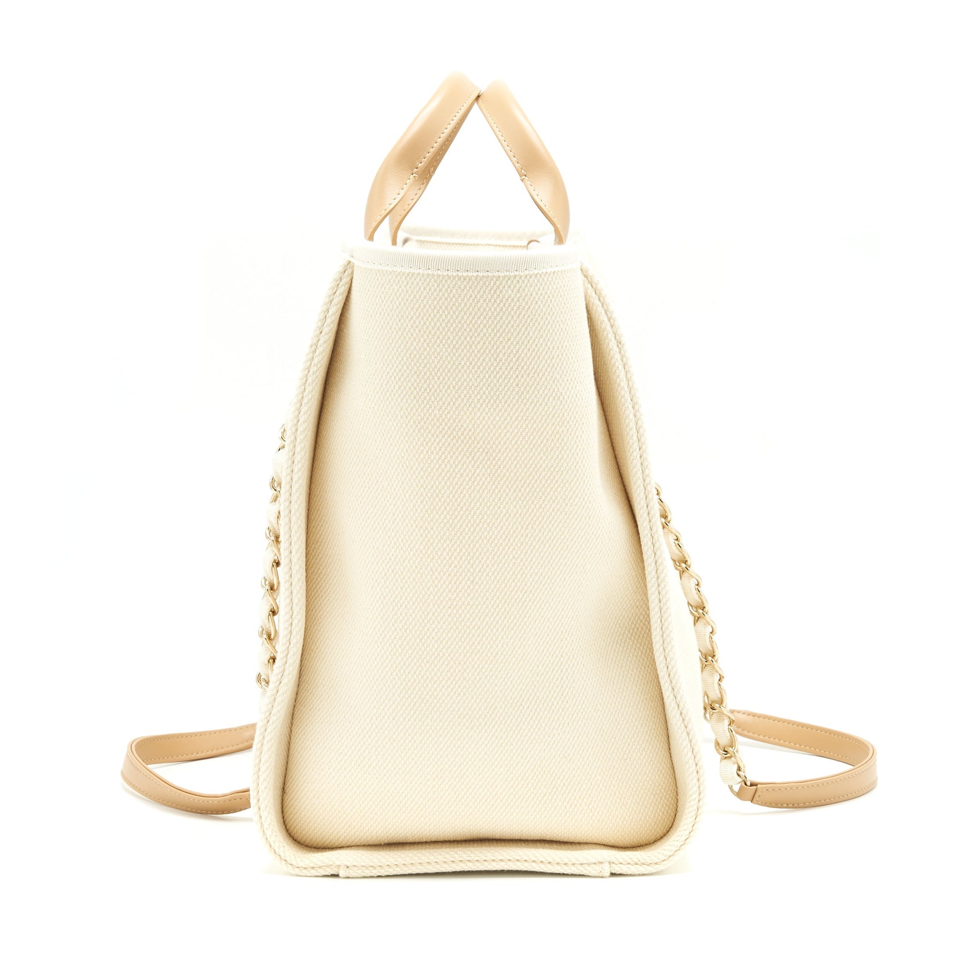 Chanel Deauville Creamy GHW White Beige Tote Bag