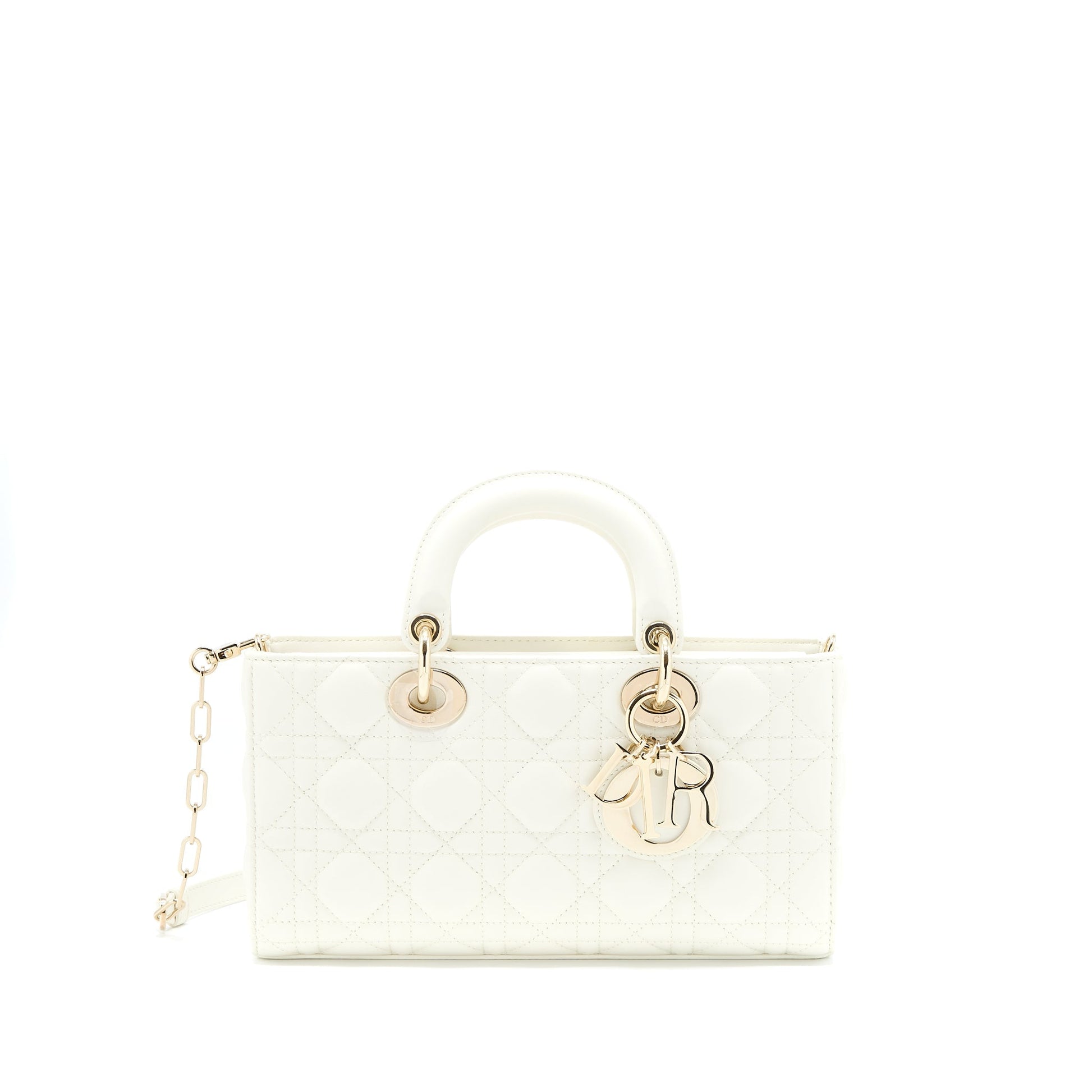 Dior Lady D Joy Purse Latte Cannage Lambskin White Travel Bag