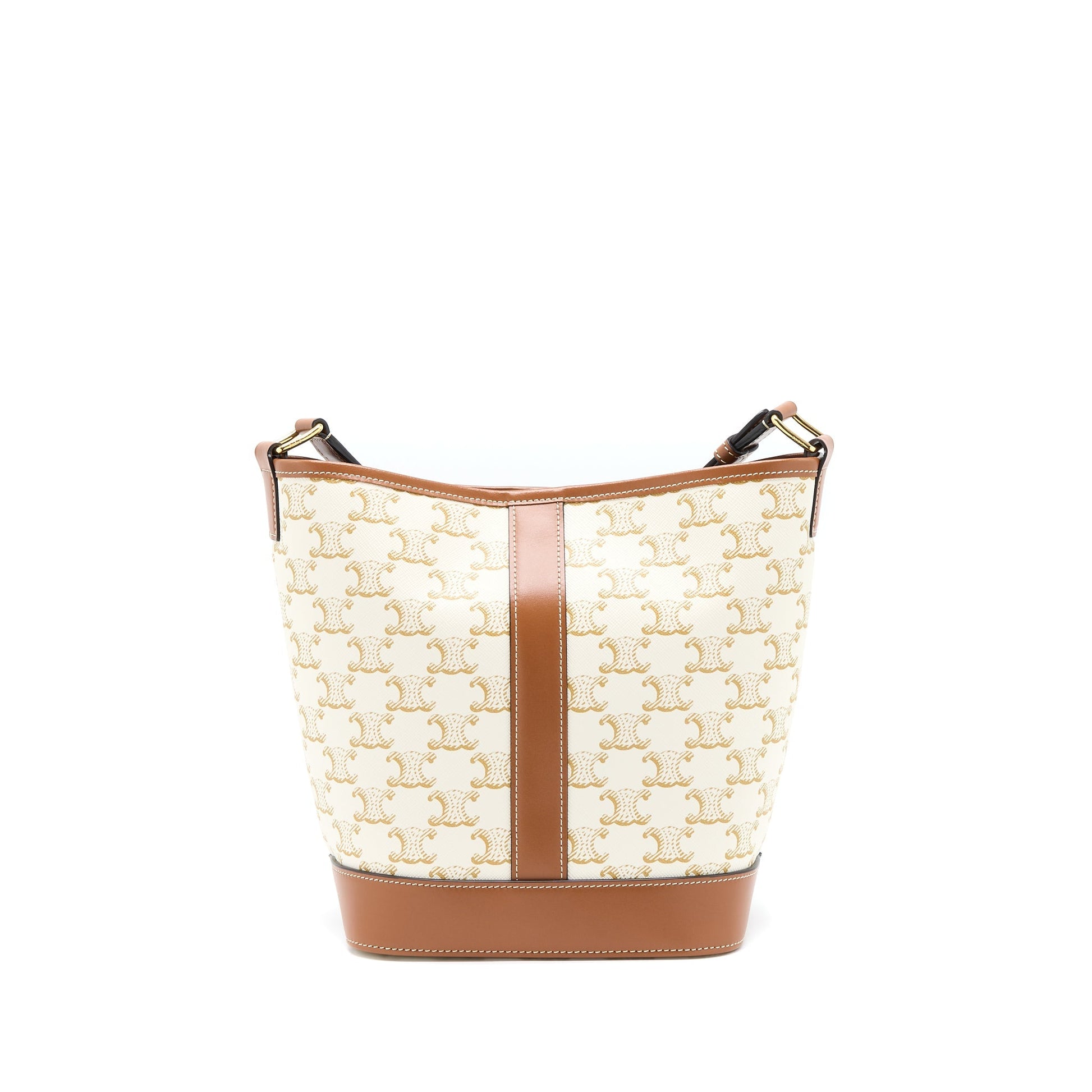 Celine Bucket Purse Triomphe Calfskin Handbag Canvas White Bucket Bag