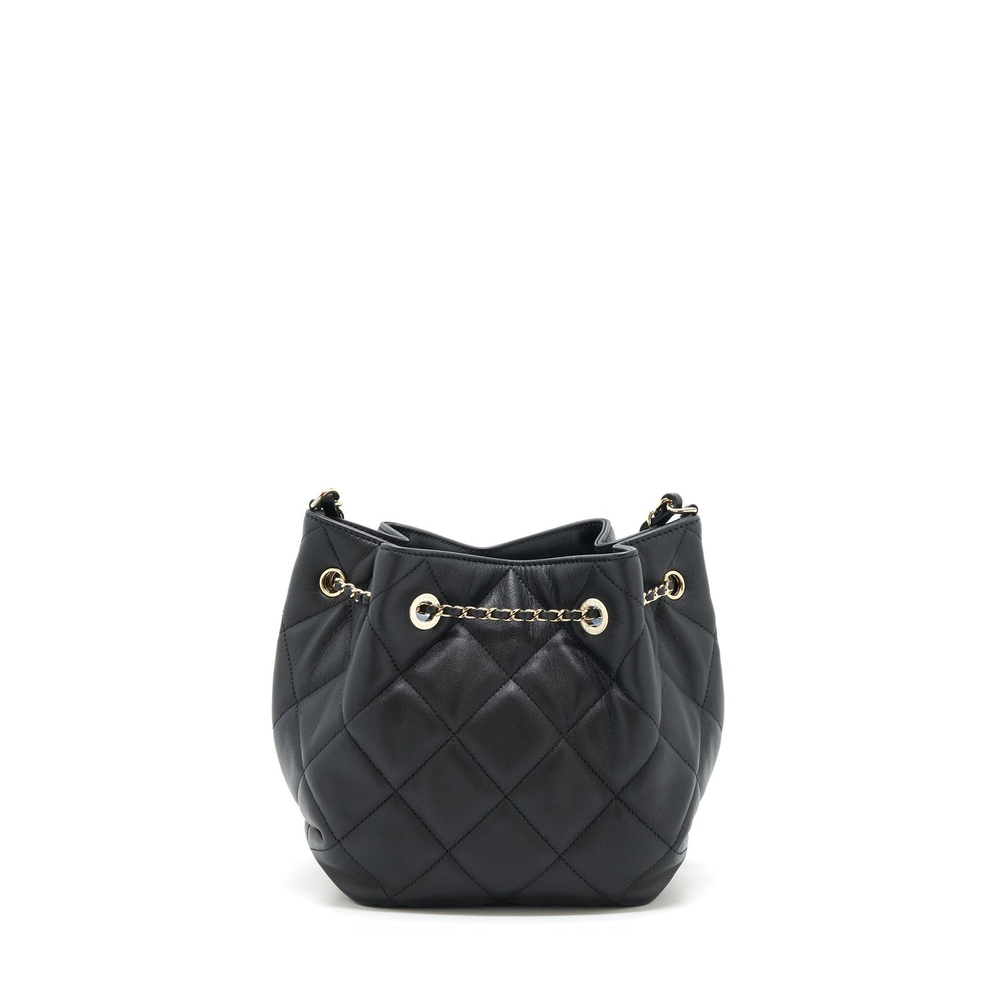 Chanel drawstring Bucket Quilted Lambskin LGHW Black Jewelry