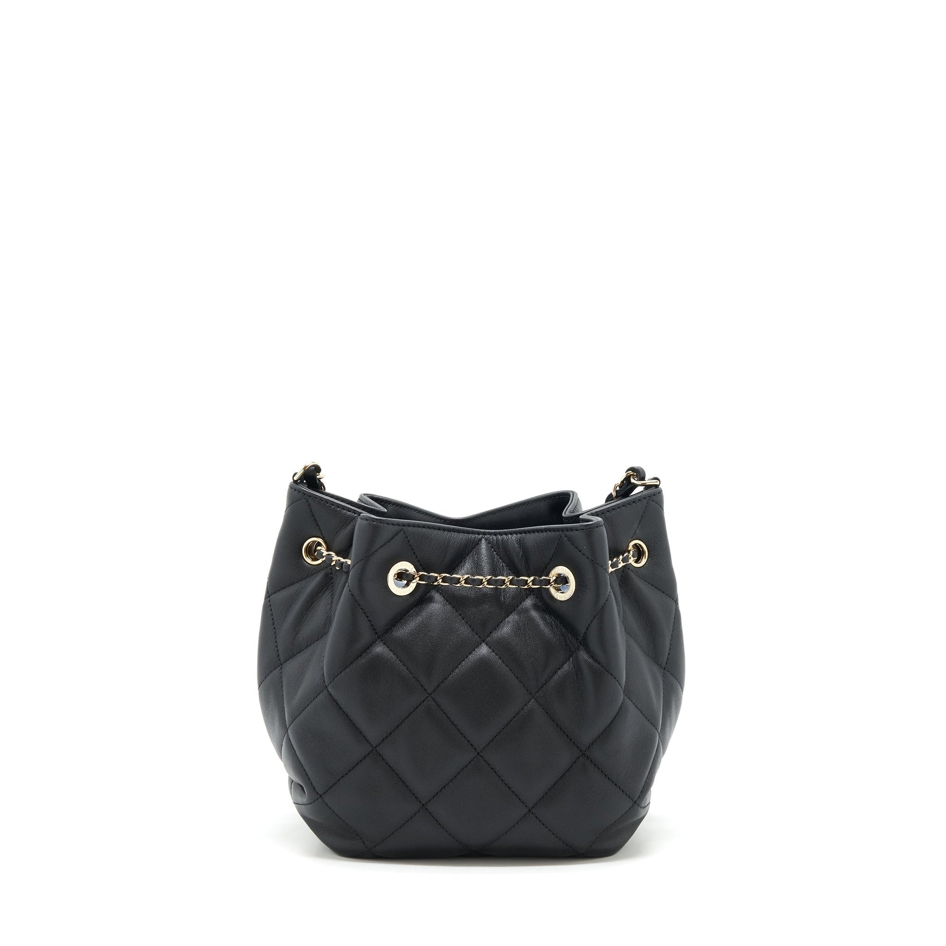 Chanel drawstring Bucket Quilted Lambskin LGHW Black Jewelry