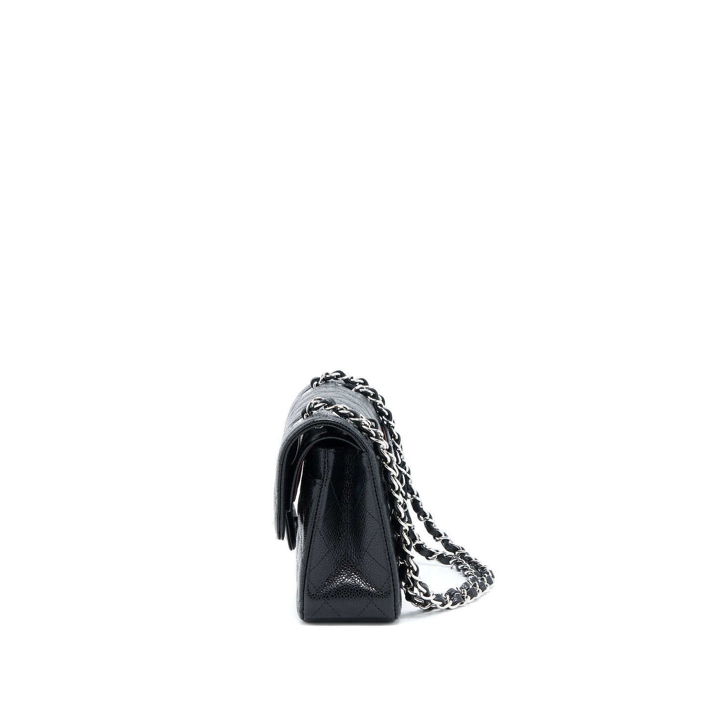 Chanel Classic Double Flap Caviar SHW Microchip Black Small Shoulder Bag Black Shwmicrochip