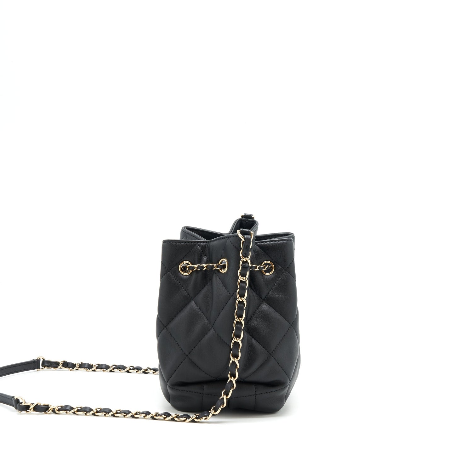 Chanel drawstring Bucket Quilted Lambskin LGHW Black Jewelry