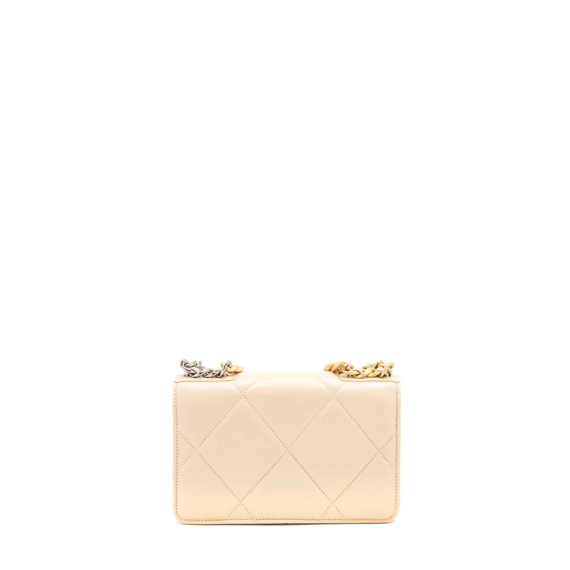 Chanel 19 on lambskin GHW Beige Wallet Case