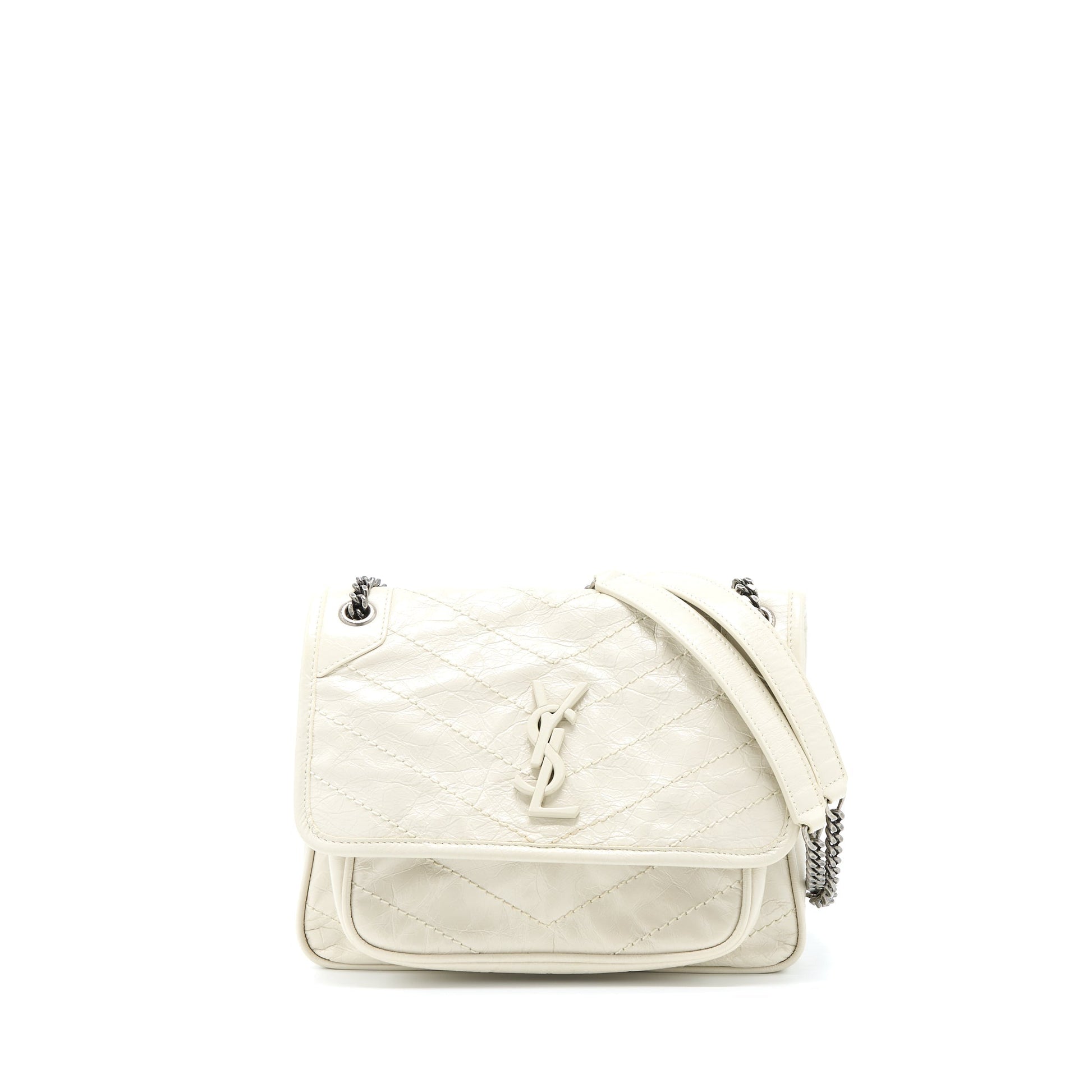 YSL Saint Laurent Niki Baby Purse In Crinkled Travel Bag Leather Chain