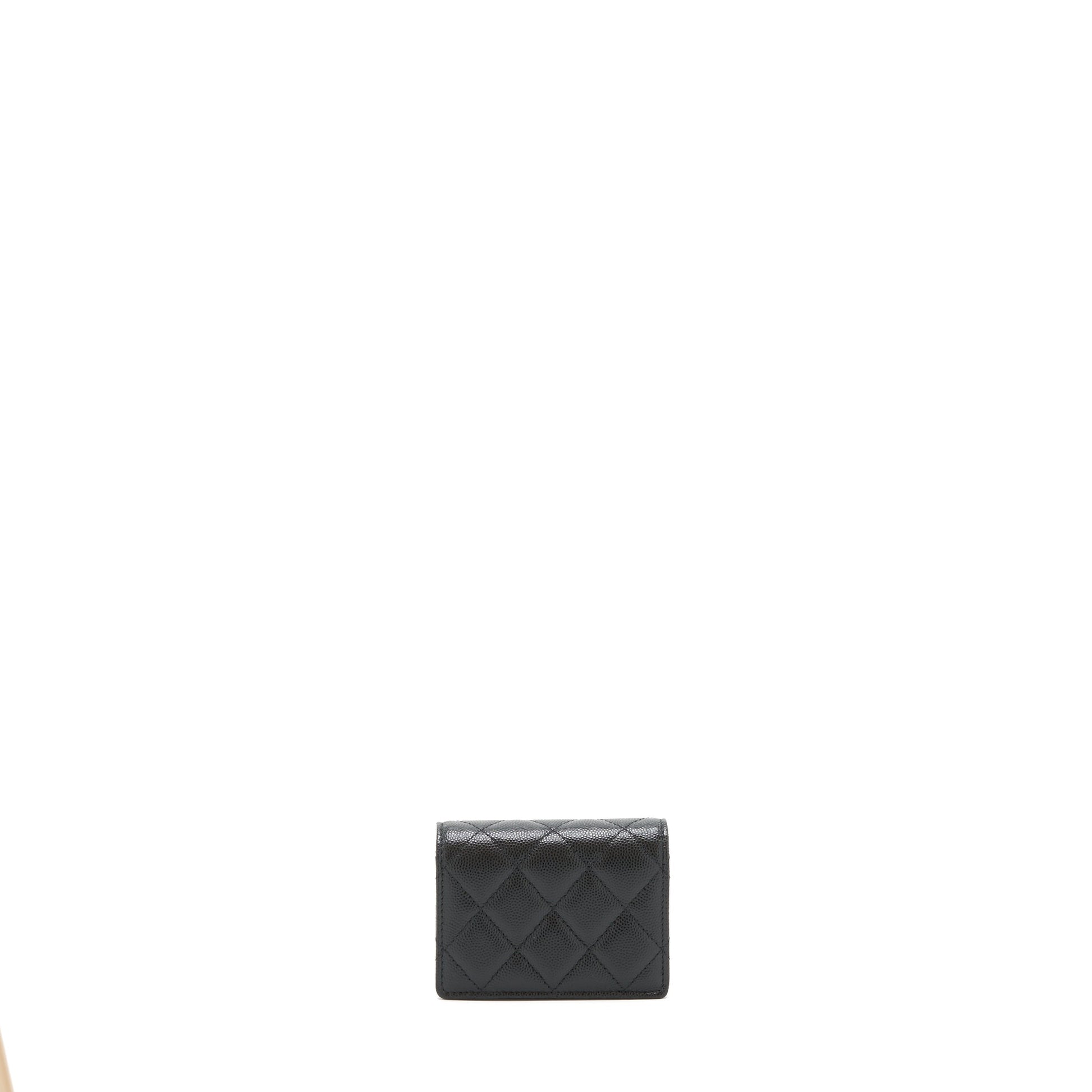 Chanel Caviar Card Holer charm LGHW Black Key Chain