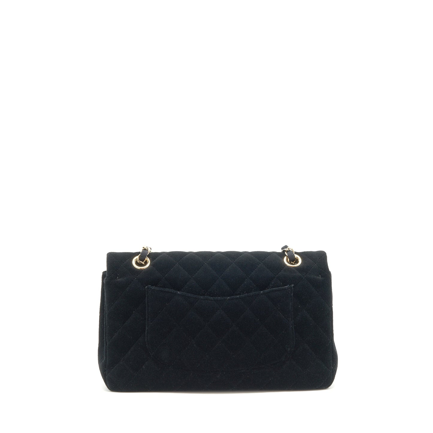 Chanel Velvet Classic Double Flap Velvet LGHW Black Shoulder Bag