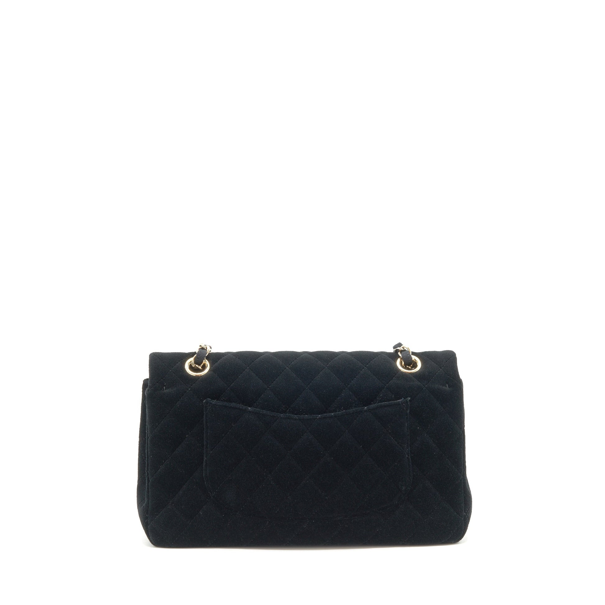 Chanel Velvet Classic Double Flap Velvet LGHW Black Shoulder Bag