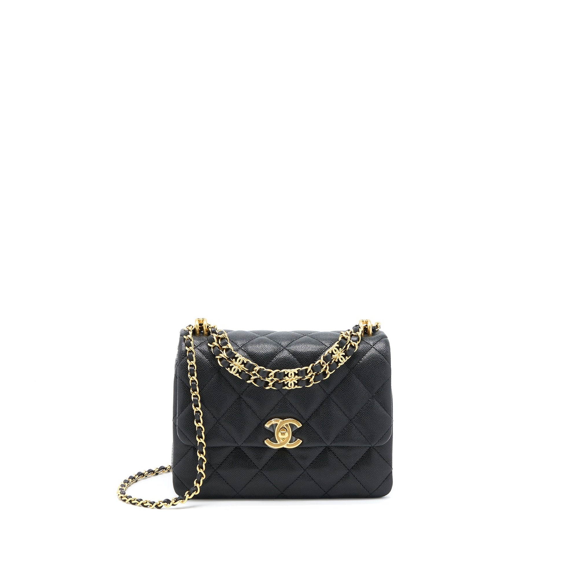 Chanel 22K Coco Flap Grained Calfskin GHW Black Shoulder Bag Black Ghwmicrochip