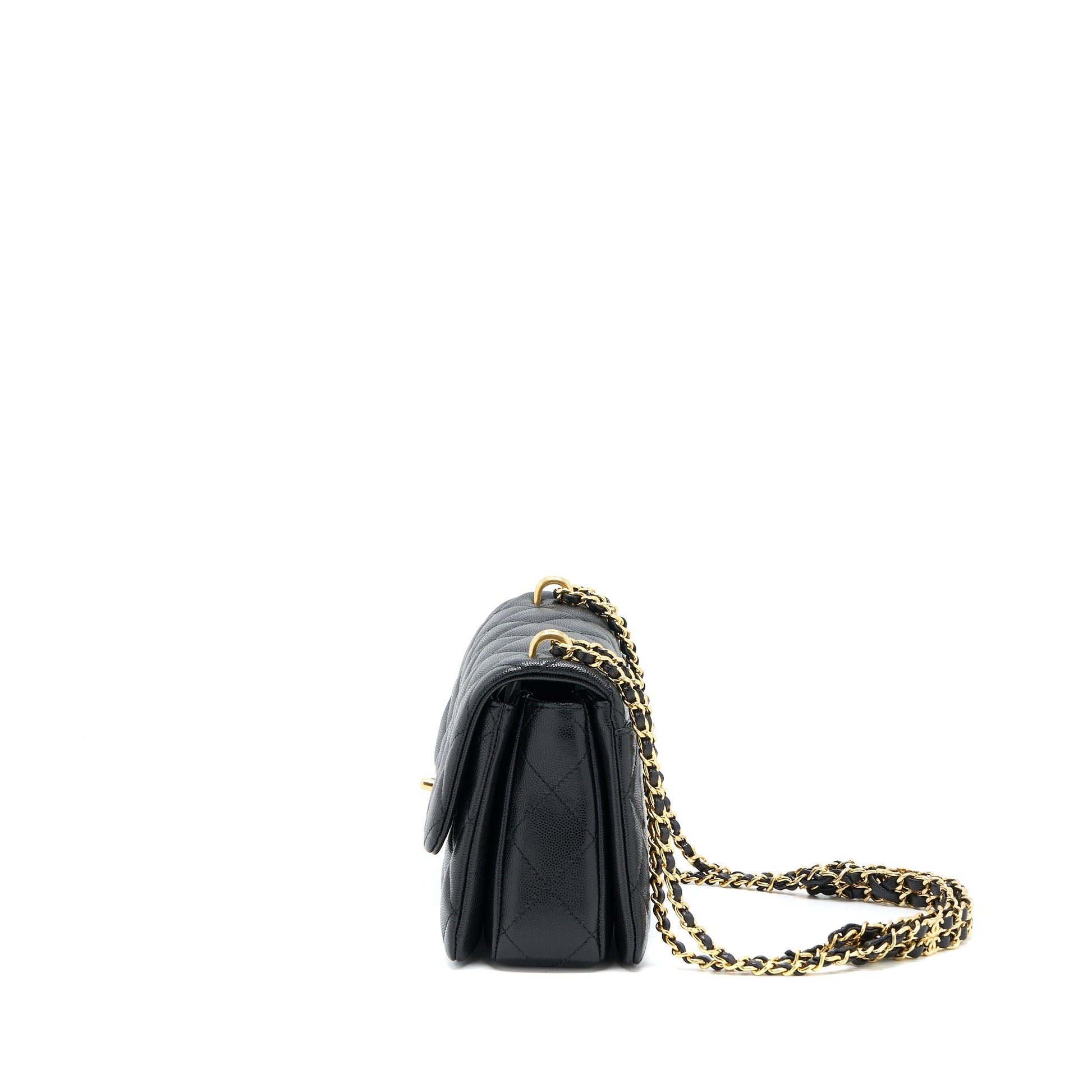 Chanel 22K Coco Flap Grained Calfskin GHW Black Shoulder Bag Black Ghwmicrochip