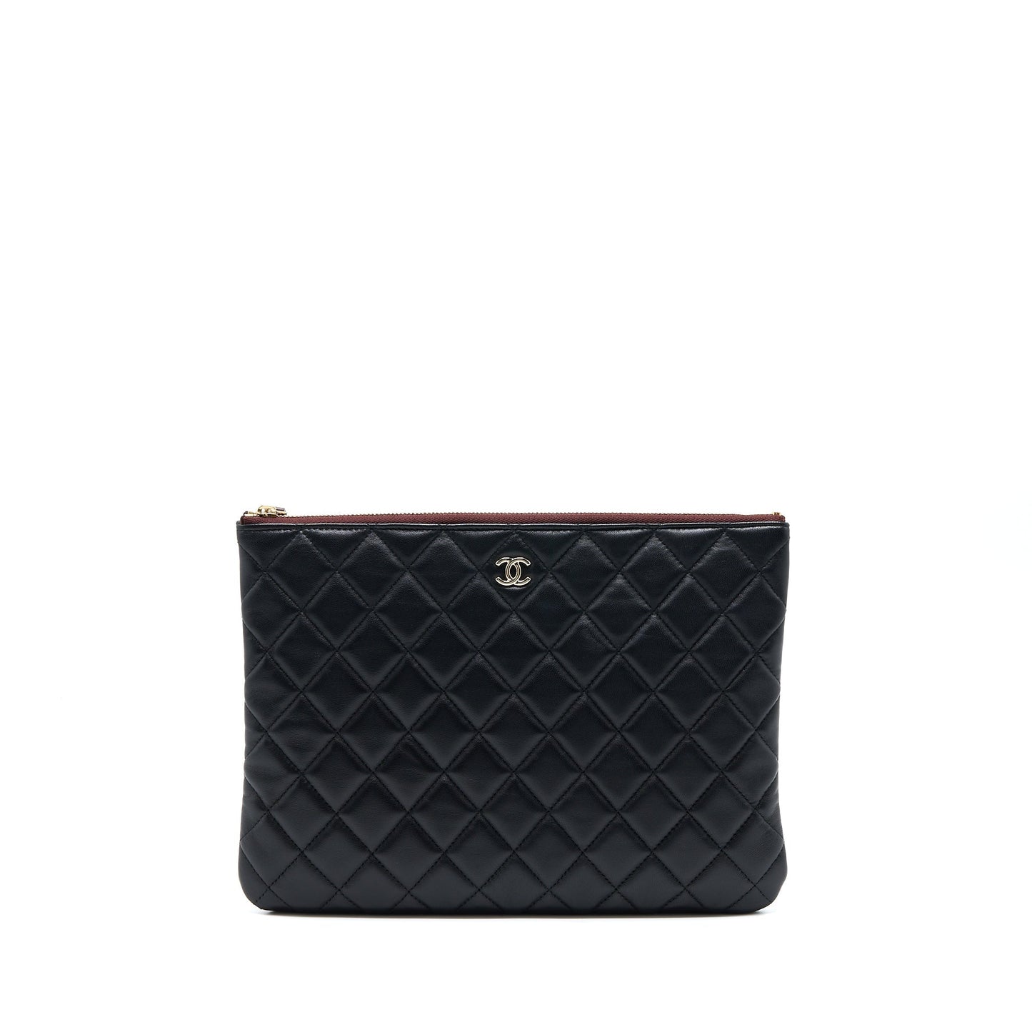 Chanel O Lambskin LGHW Black Handbag