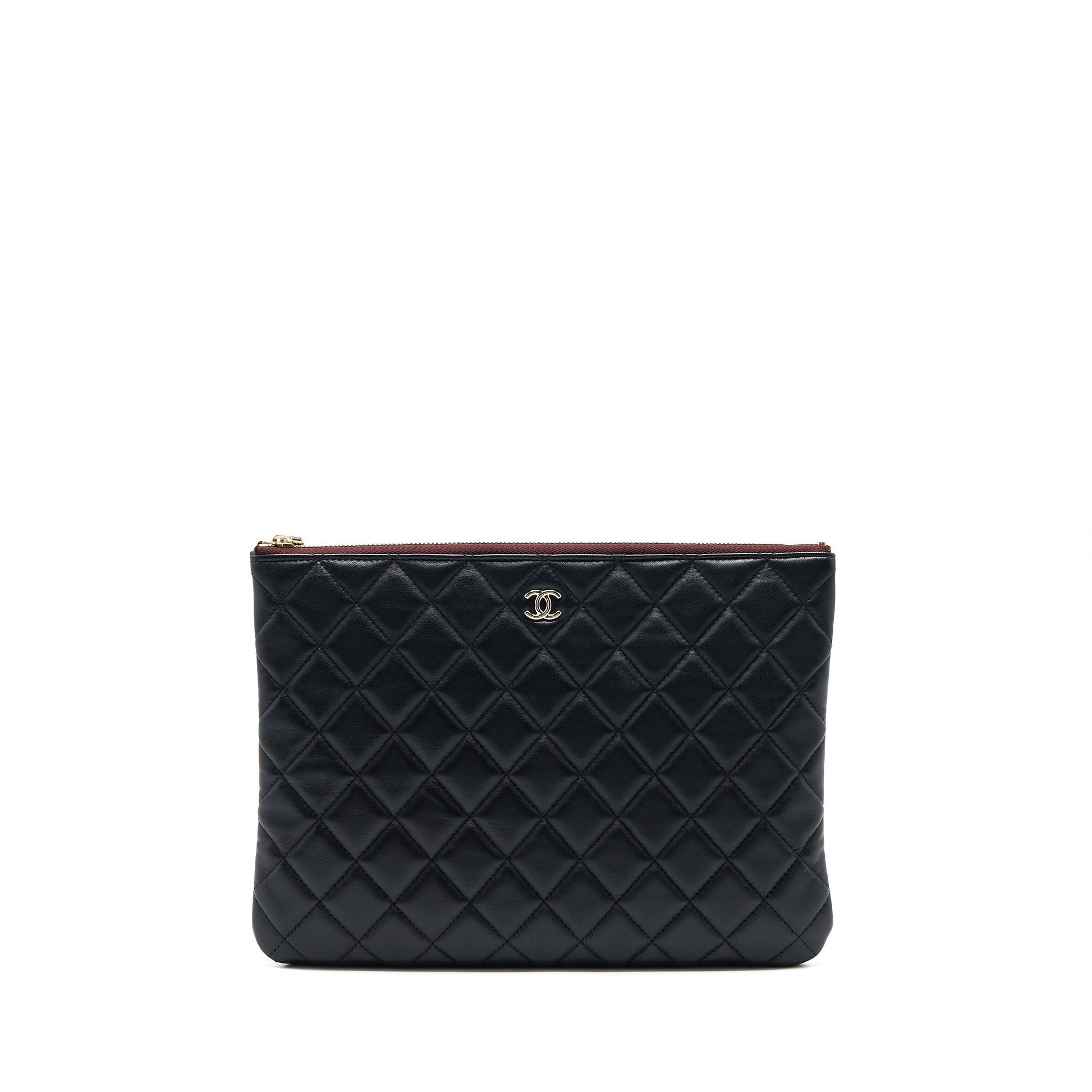 Chanel O Lambskin LGHW Black Handbag
