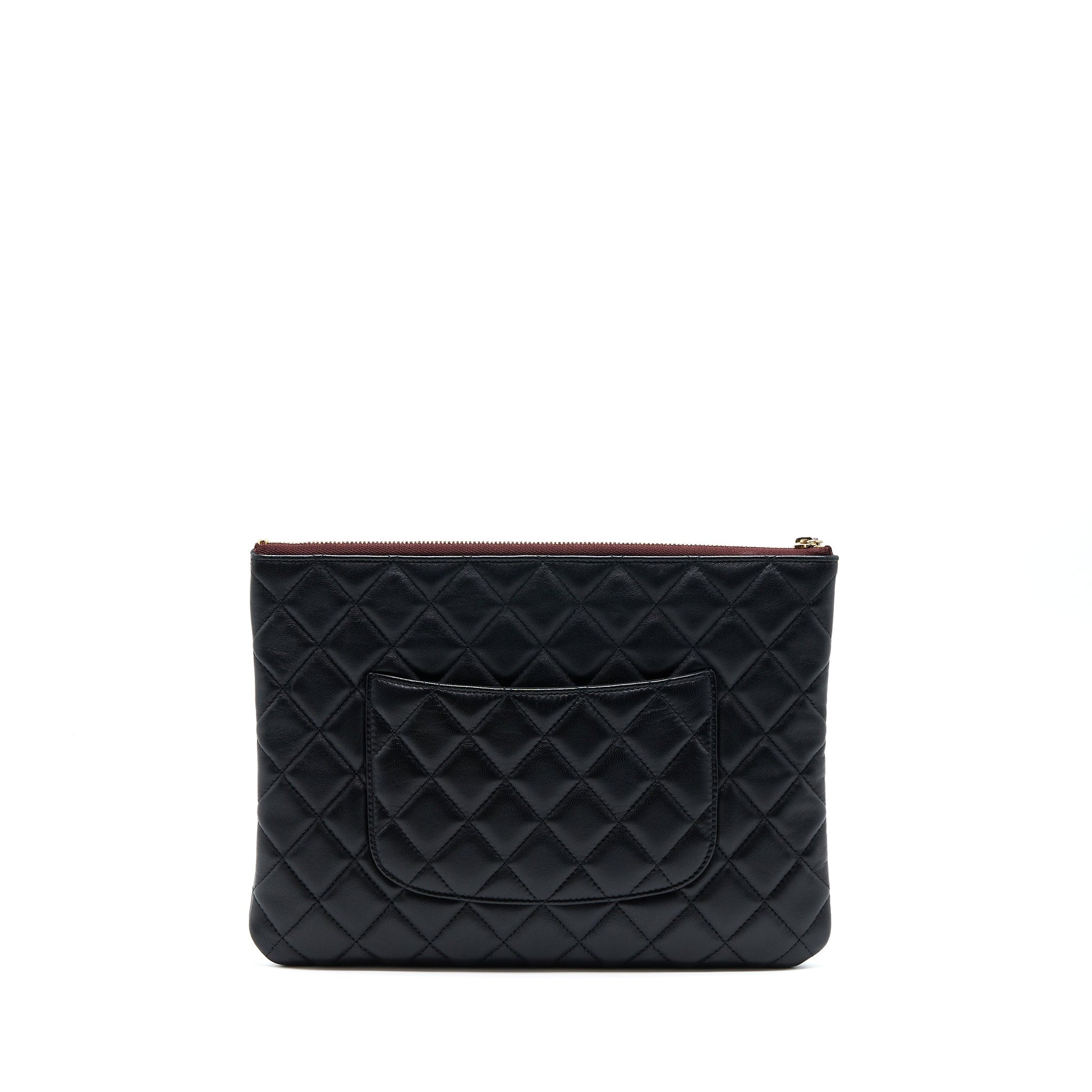 Chanel O Lambskin LGHW Black Handbag