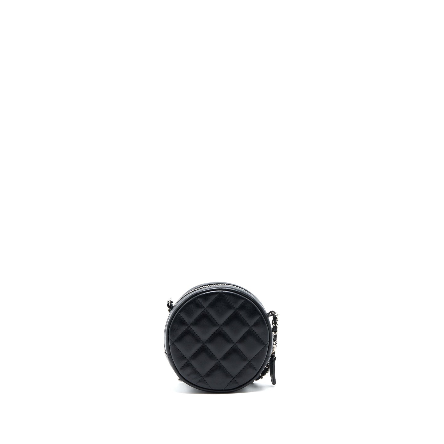 Chanel Round Lambskin SHW Black Clutch Bag