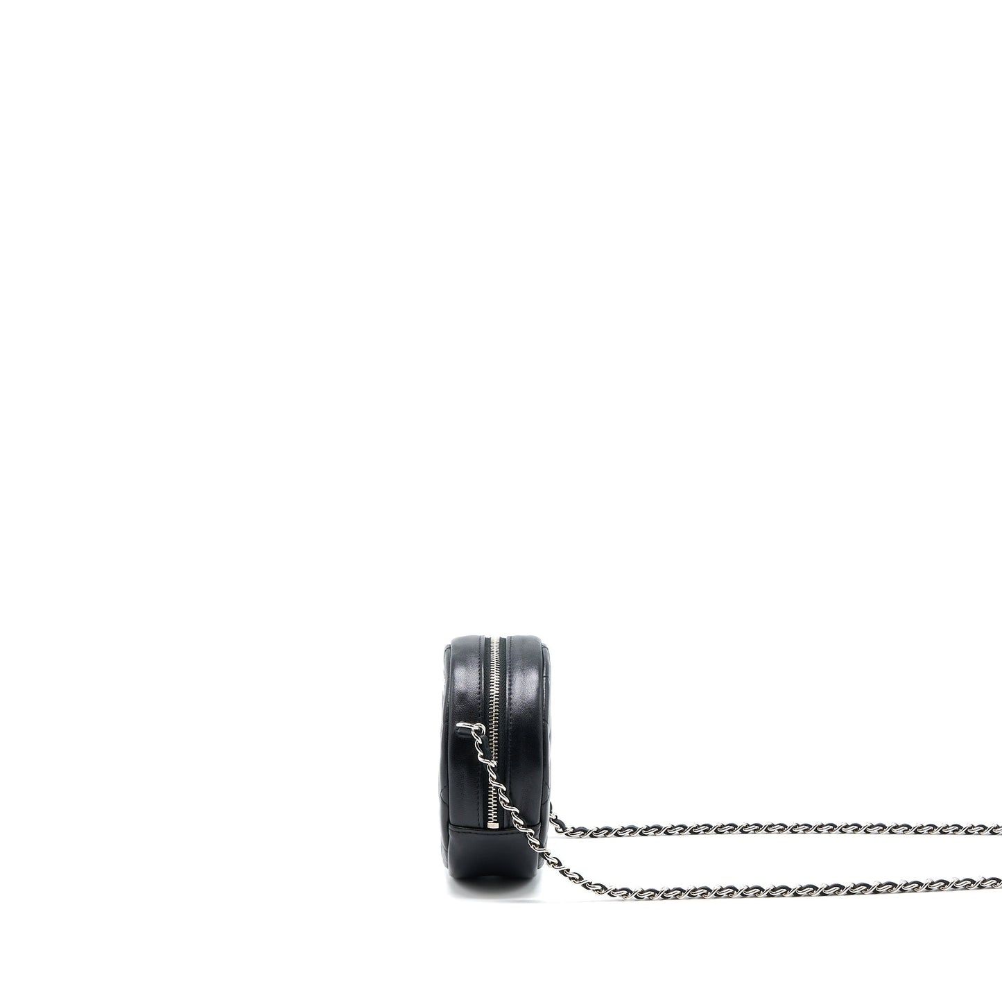 Chanel Round Lambskin SHW Black Clutch Bag