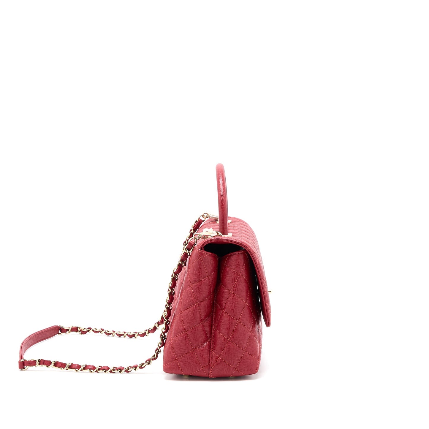 Chanel Coco Handle Caviar LGHW Microchip Red Handbag
