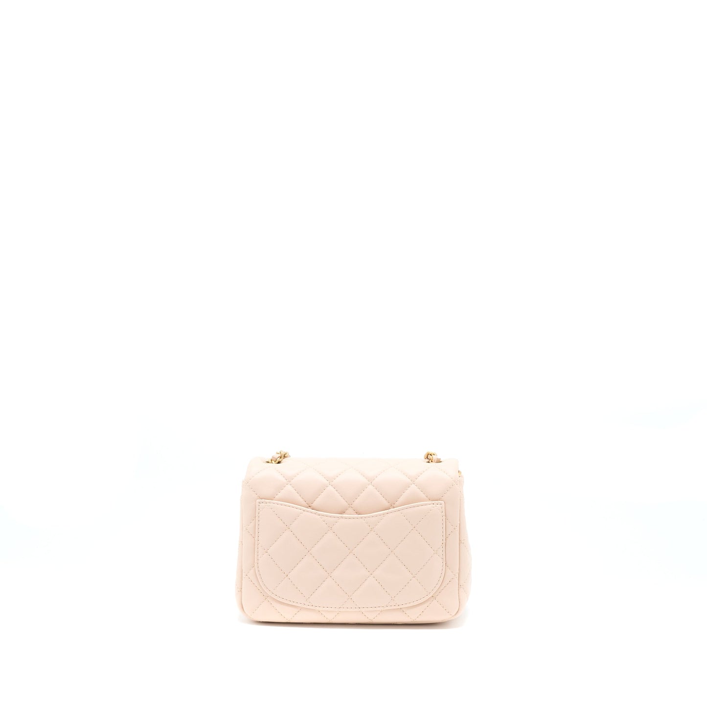 Chanel 22C Pearl Crush Square Flap Lambskin Beige Shoulder Bag Beige Ghw