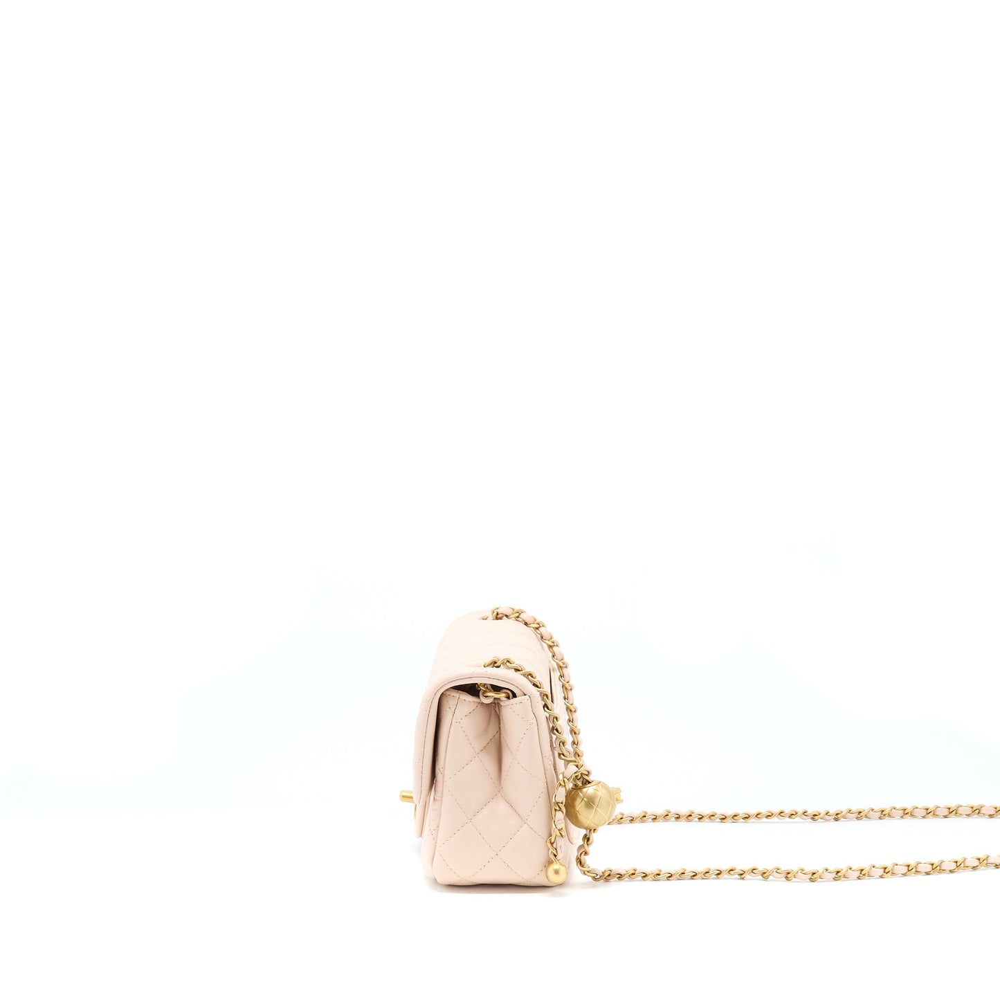 Chanel 22C Pearl Crush Square Flap Lambskin Beige Shoulder Bag Beige Ghw