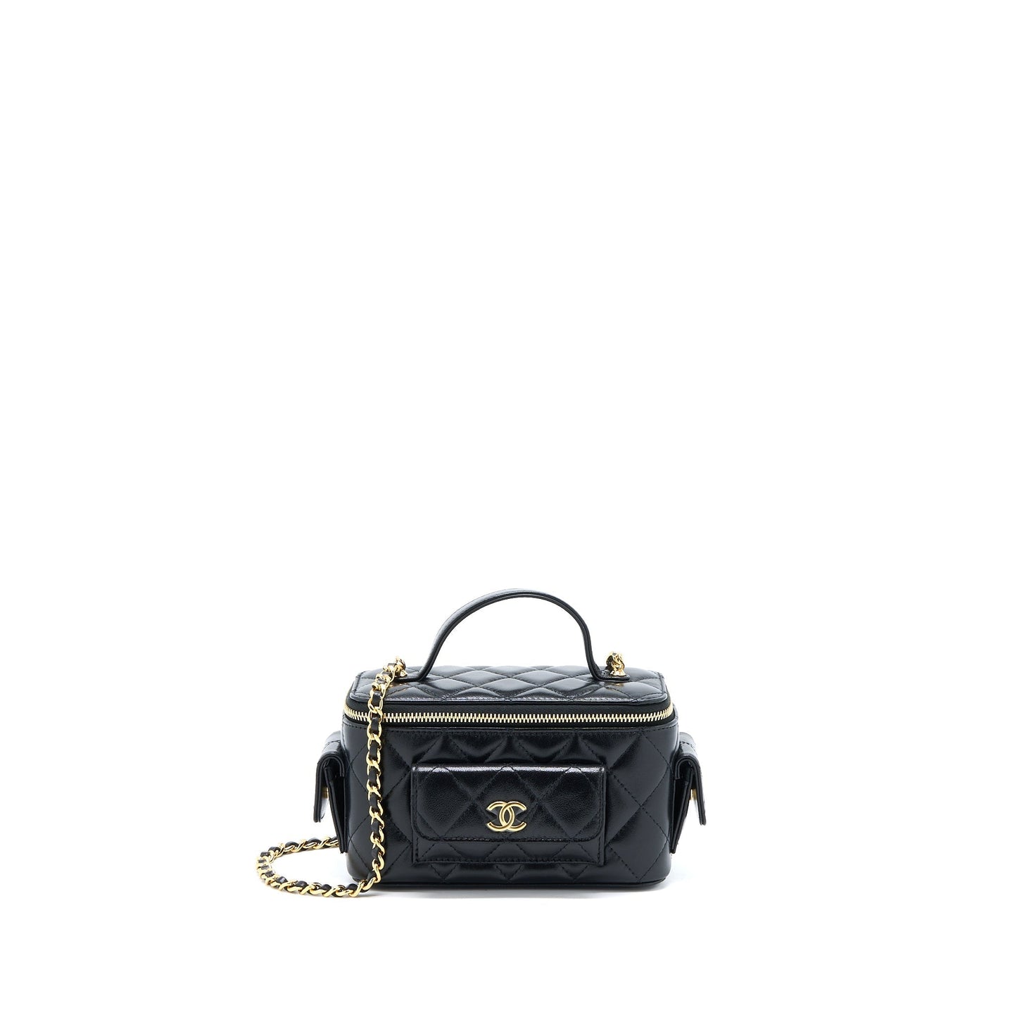 Chanel 22K Top Handle Pocket Long Vanity Black Handbag