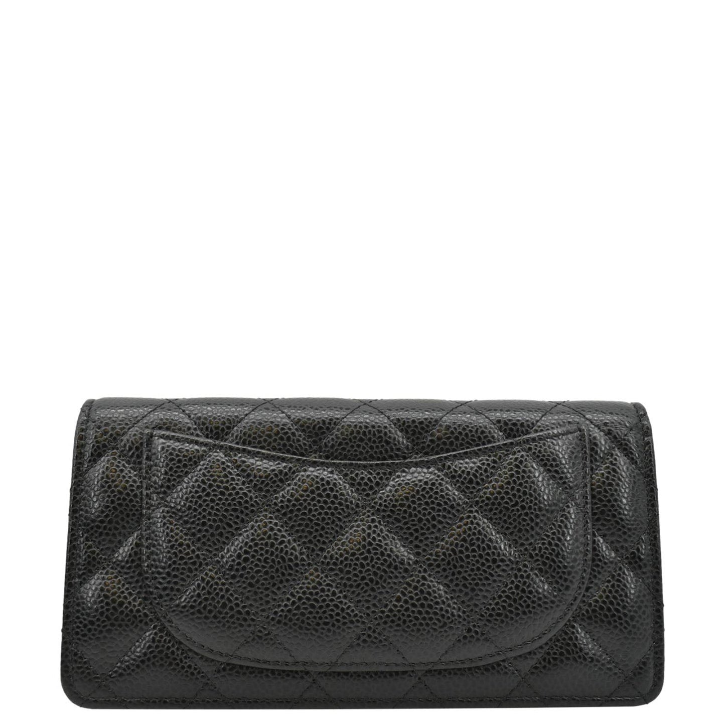 Chanel Bifold Quilted Caviar Leather Long Wallet Black