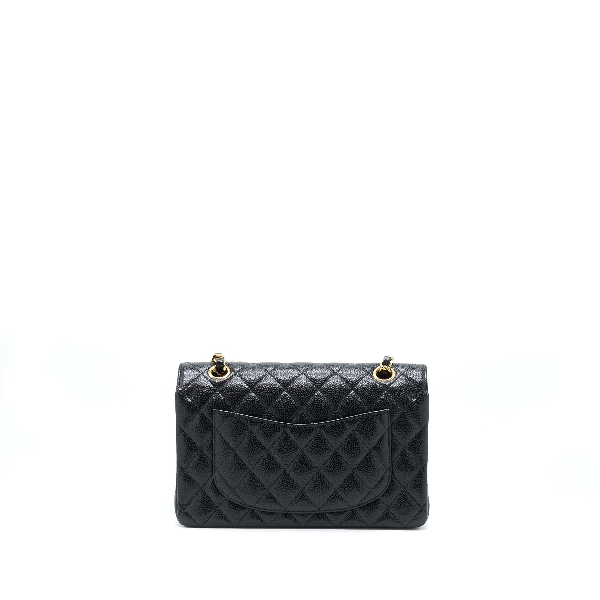 Chanel Classic Flap Caviar GHW Microchip Black Small Shoulder Bag