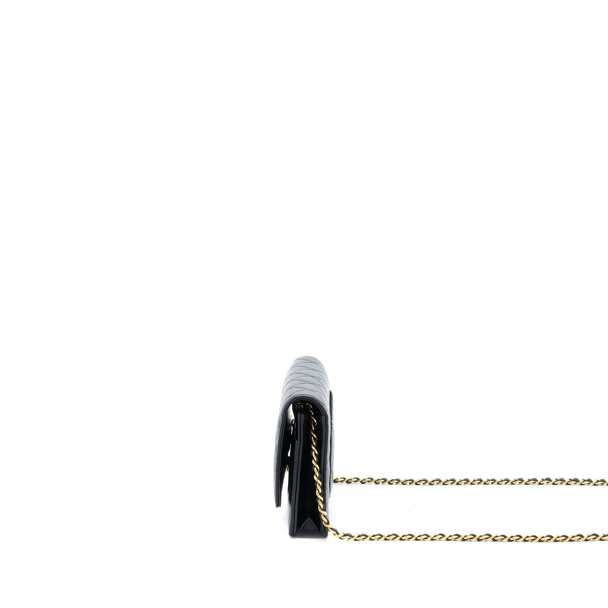 Chanel Classic On Caviar GHW Microchip Black Wallet Case Microchip 8
