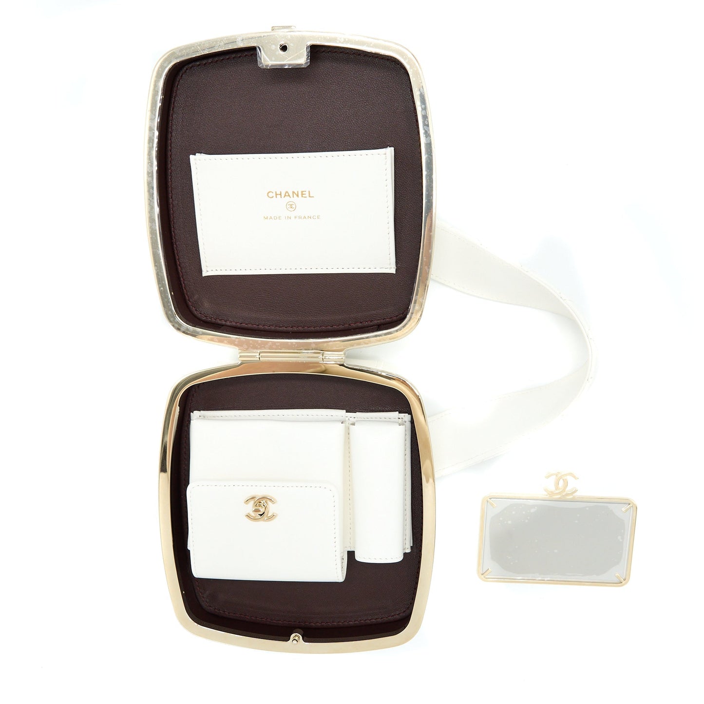 Chanel Quilted Lambskin LGHW White Clutch Bag