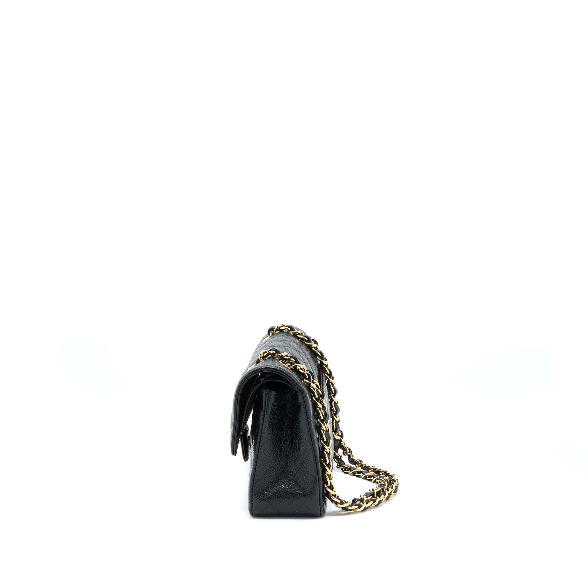 Chanel Classic Flap Caviar GHW Microchip Black Small Shoulder Bag