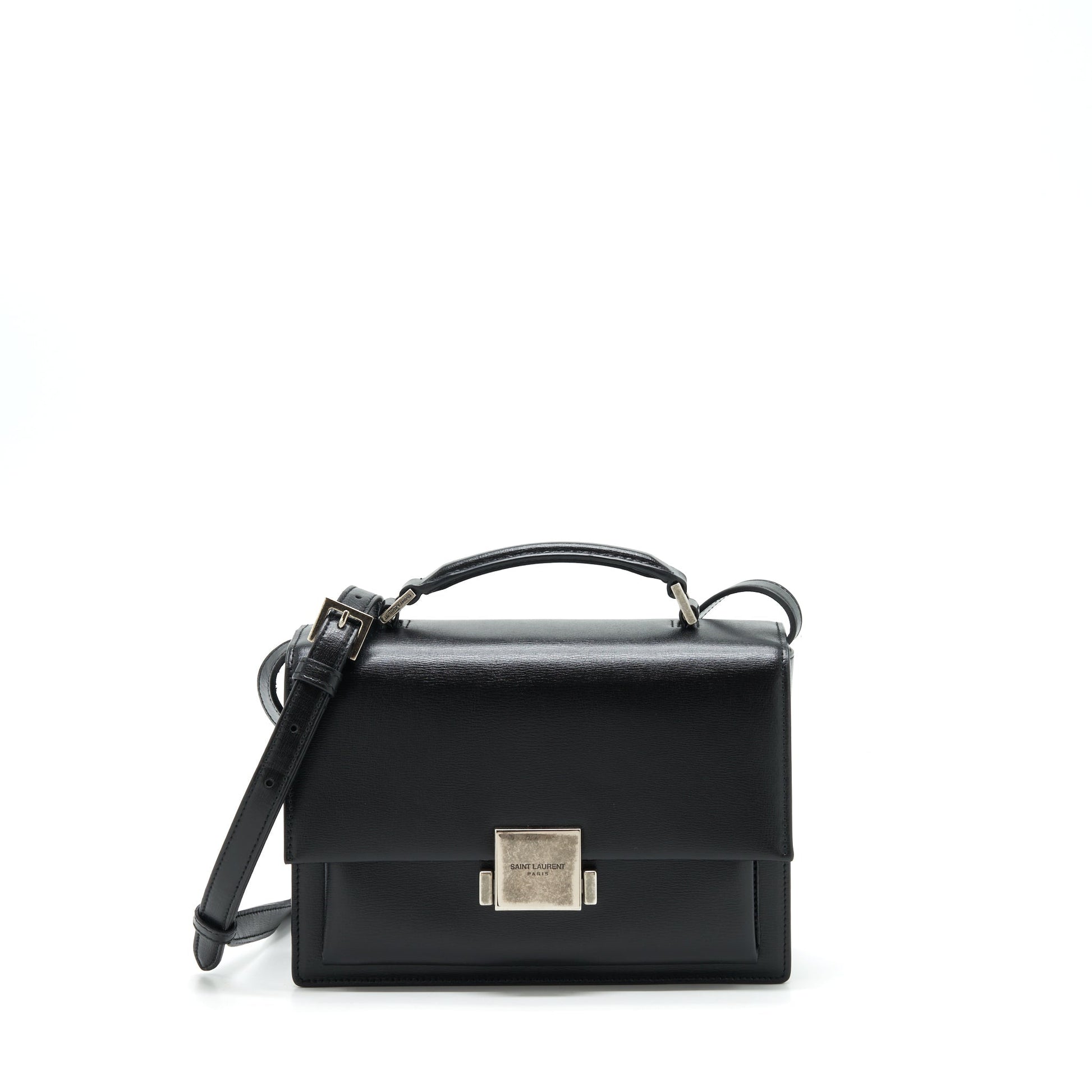 YSL Saint Laurent Bellachasse Calfskin Ruthenium Sliver Hardware Travel Bag Black