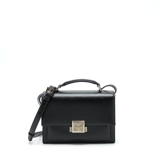 YSL Saint Laurent Bellachasse Calfskin Ruthenium Sliver Hardware Travel Bag Black