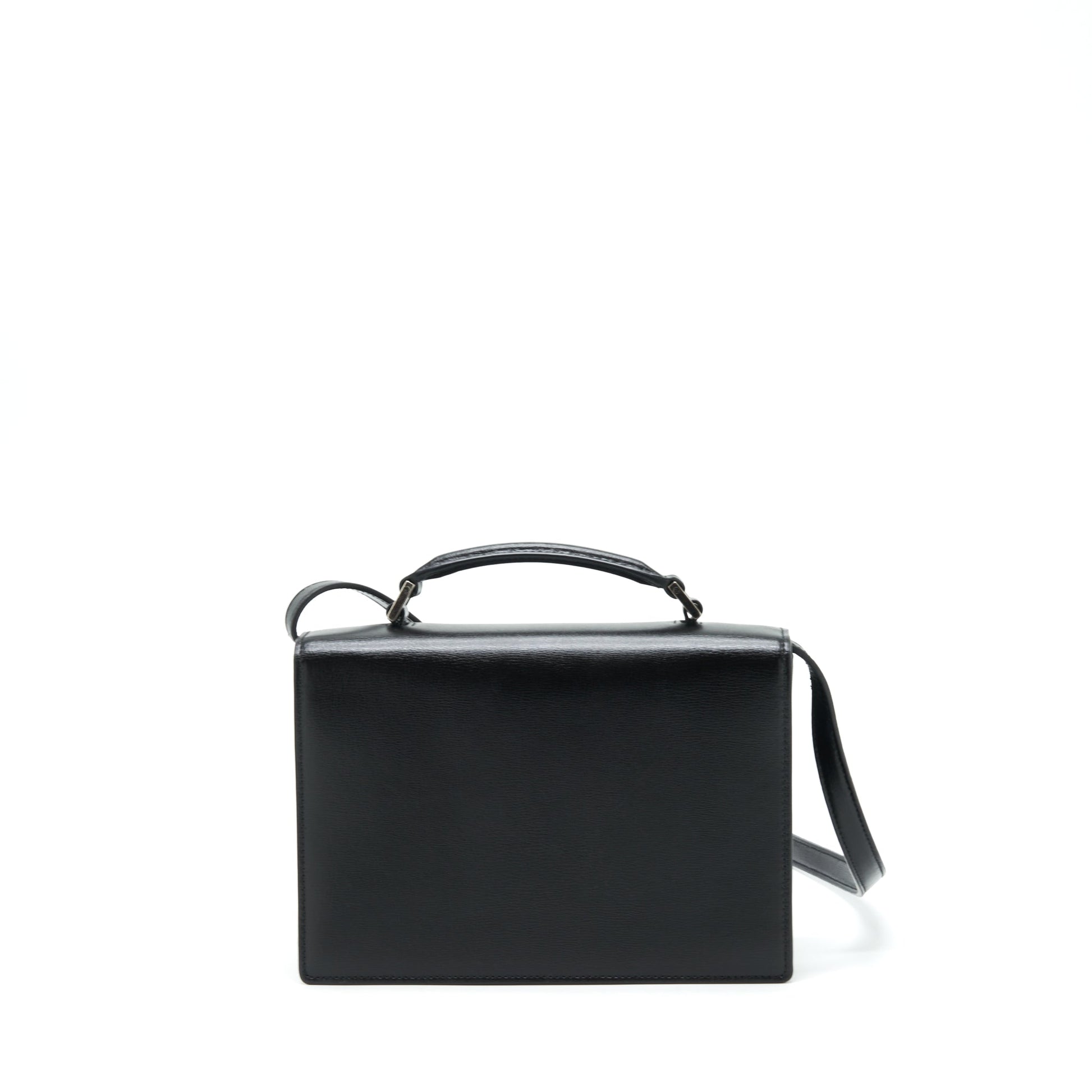 YSL Saint Laurent Bellachasse Calfskin Ruthenium Sliver Hardware Travel Bag Black