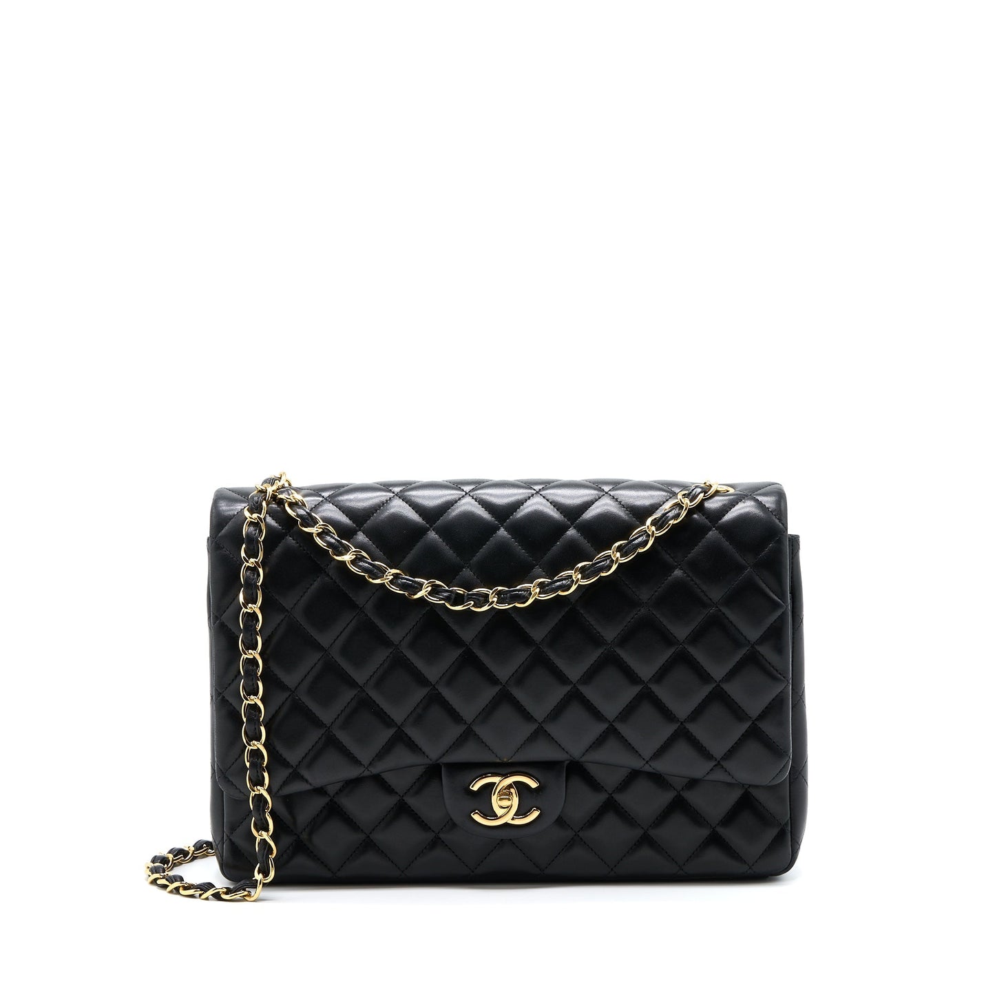 Chanel Maxi Classic Double Flap Lambskin GHW Black Shoulder Bag