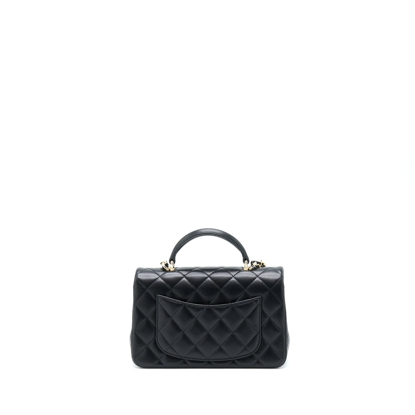 Chanel Top Handle Rectangular Flap Lambskin LGHW Black Shoulder Bag