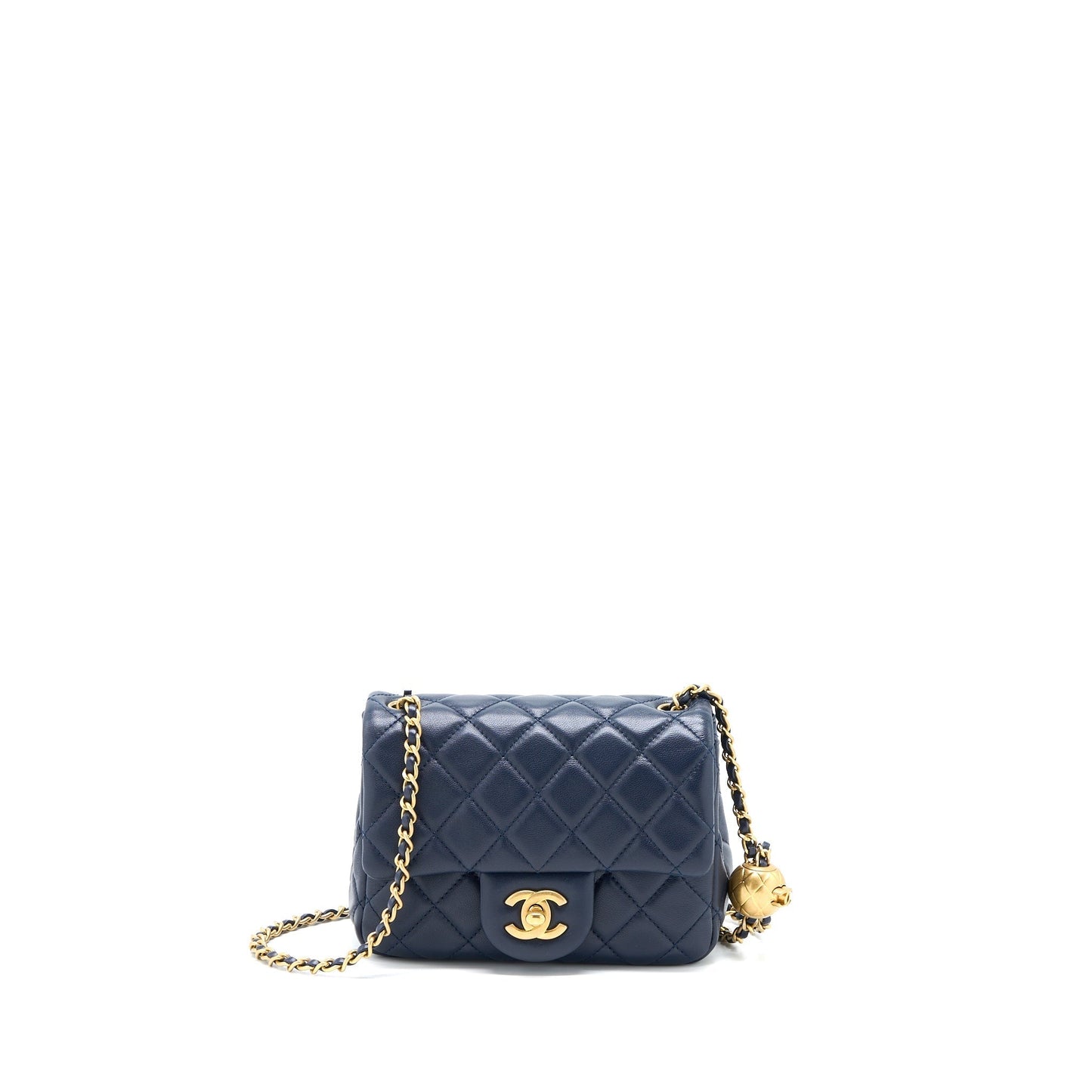 Chanel Pearl Crush Square Lambskin Navy Brushed Mini Bag